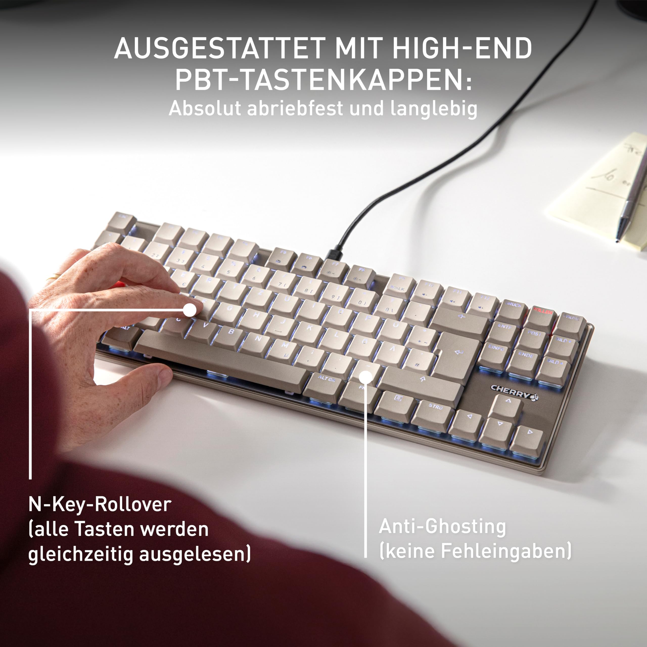 CHERRY KC 500 MX LP TKL, Mechanische Low-Profile-Tastatur ohne Nummernblock