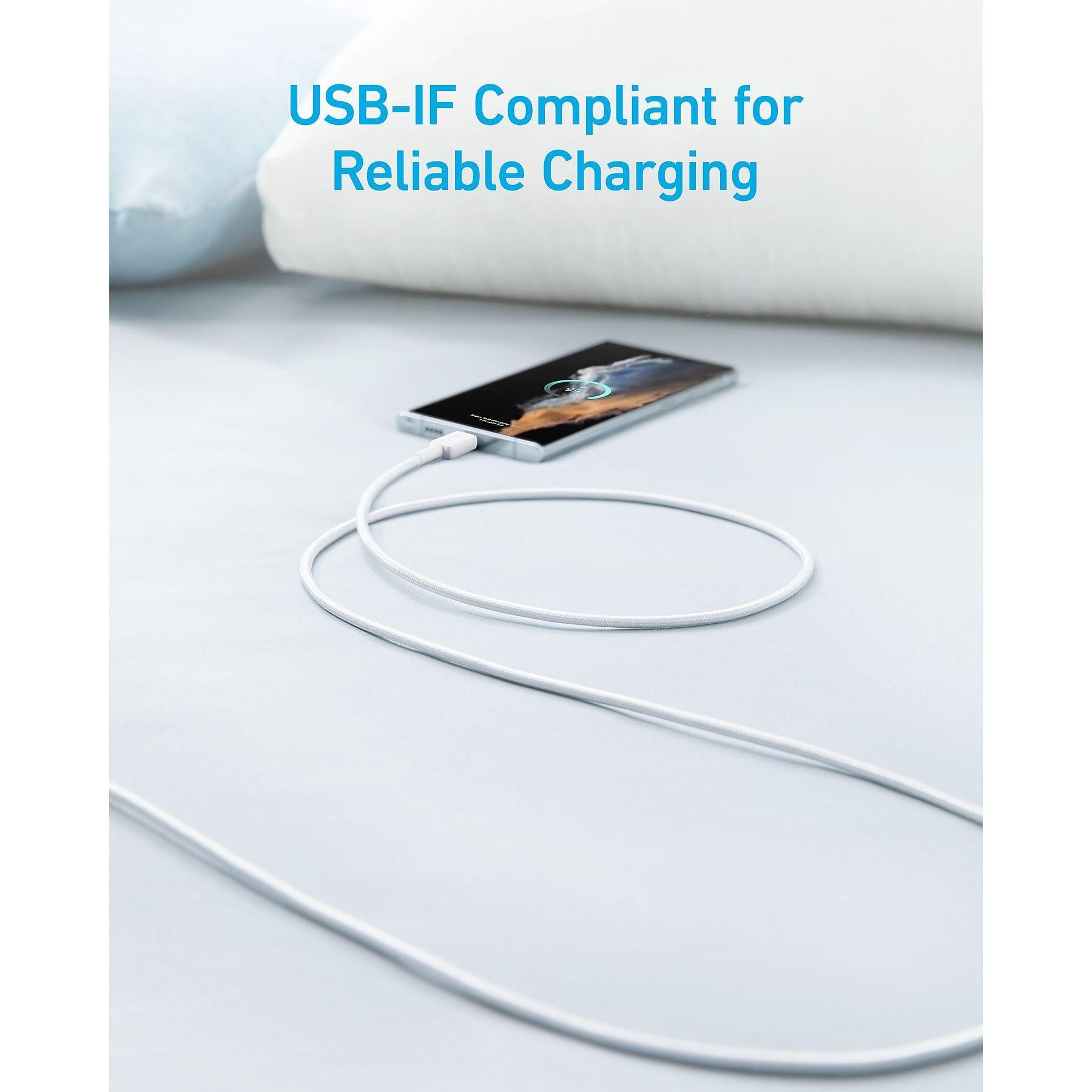 Anker 322 USB-C auf USB-C Kabel (180cm, Geflochten), Weiß