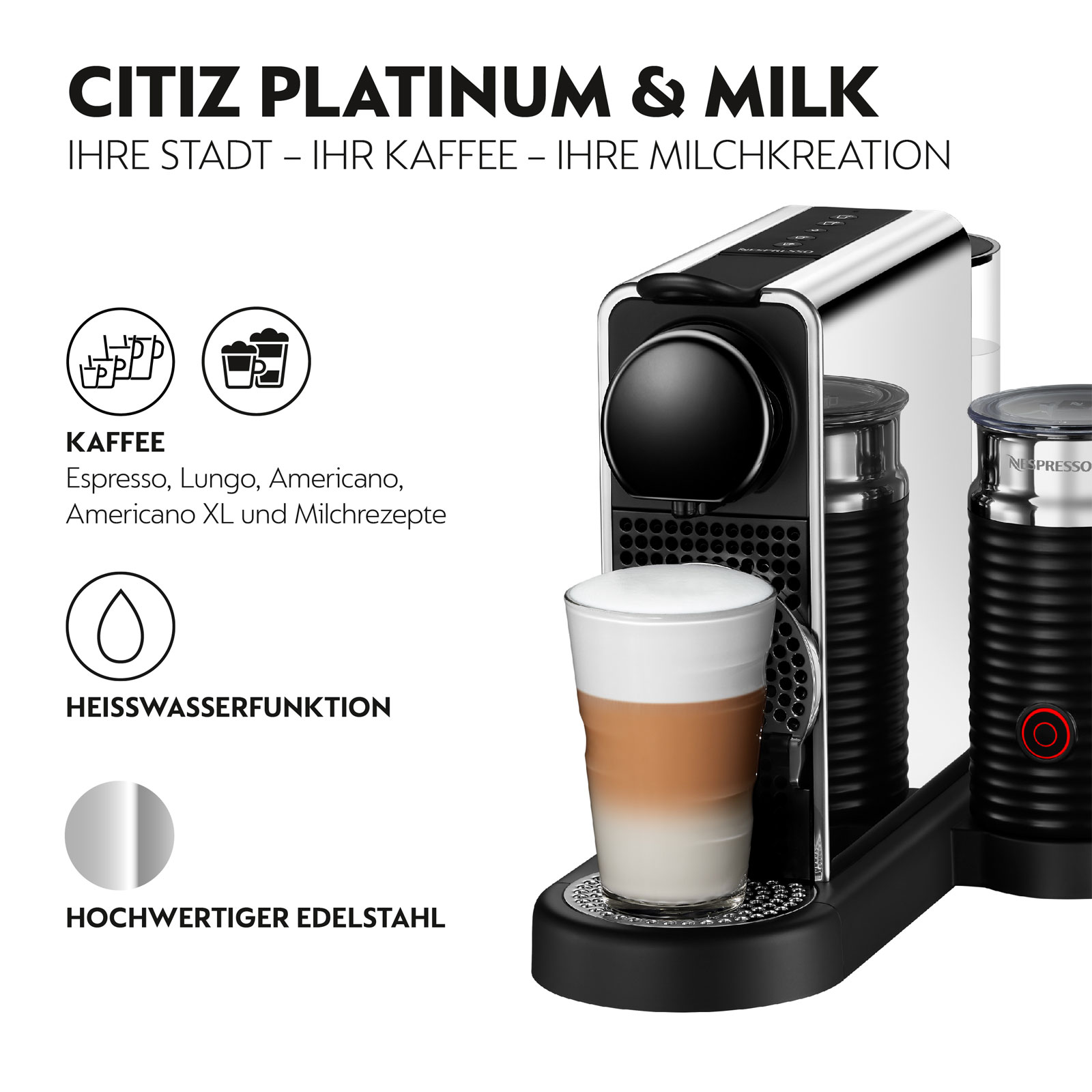 KRUPS Citiz Platinum &; Milk XN630 Nespresso-Kapselmaschine