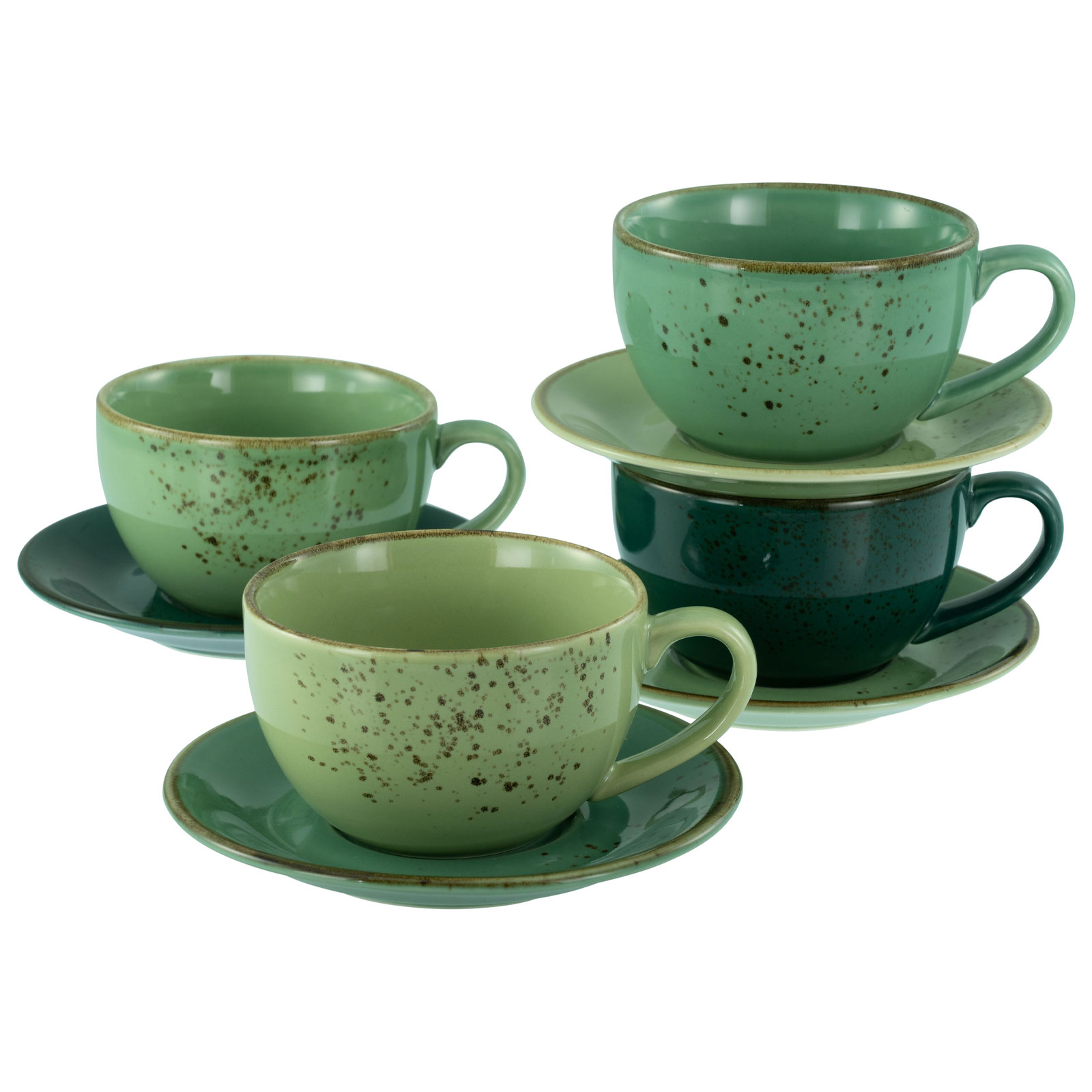 CreaTable, 22882, Serie Nature Collection Green Life, 8-teiliges Geschirrset, Cappuccino Set aus Steinzeug
