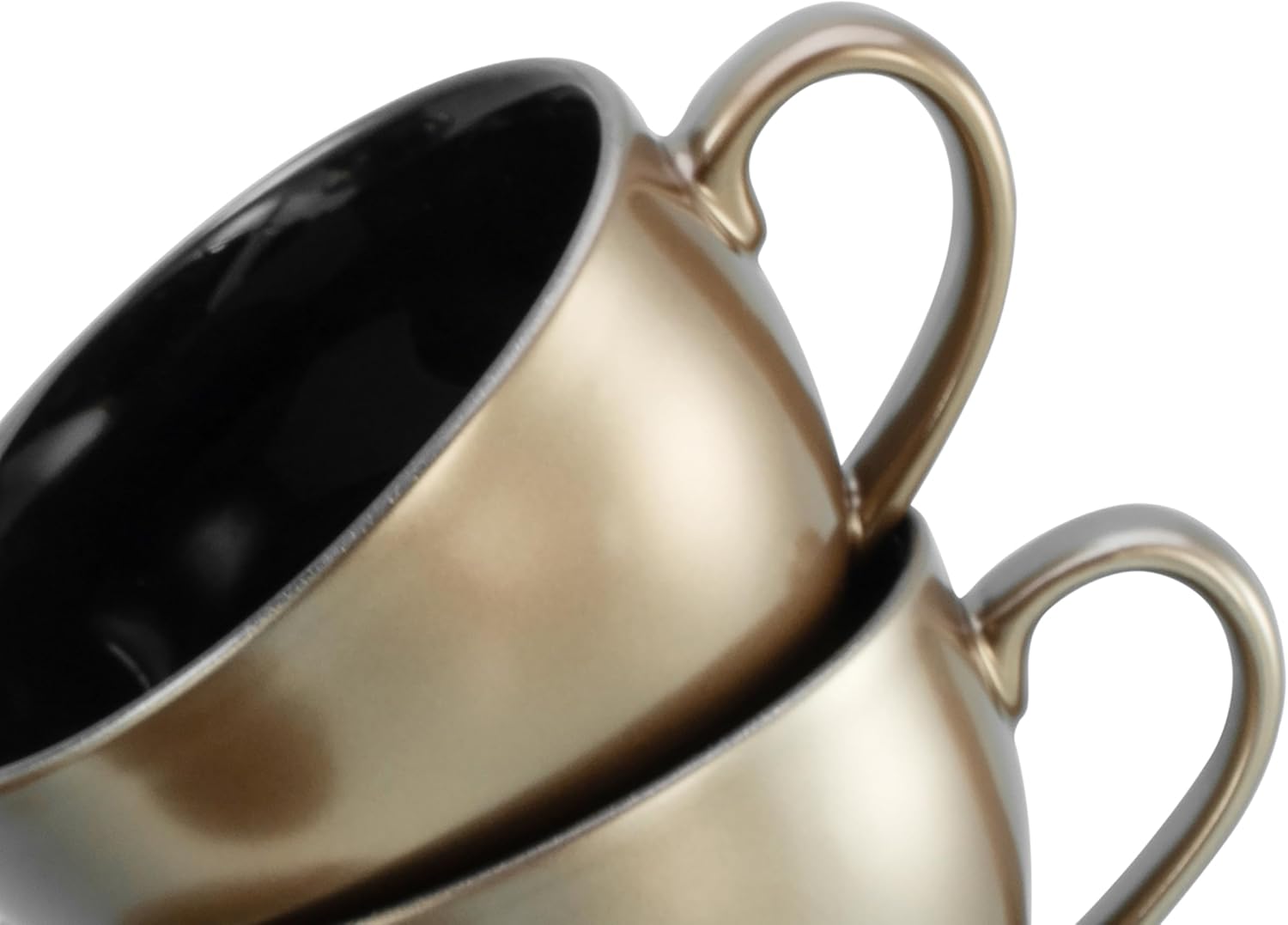 CreaTable, 24331, Serie Golden Days Schwarz, 12-teiliges Geschirrset, Cappuccino Set aus Steinzeug