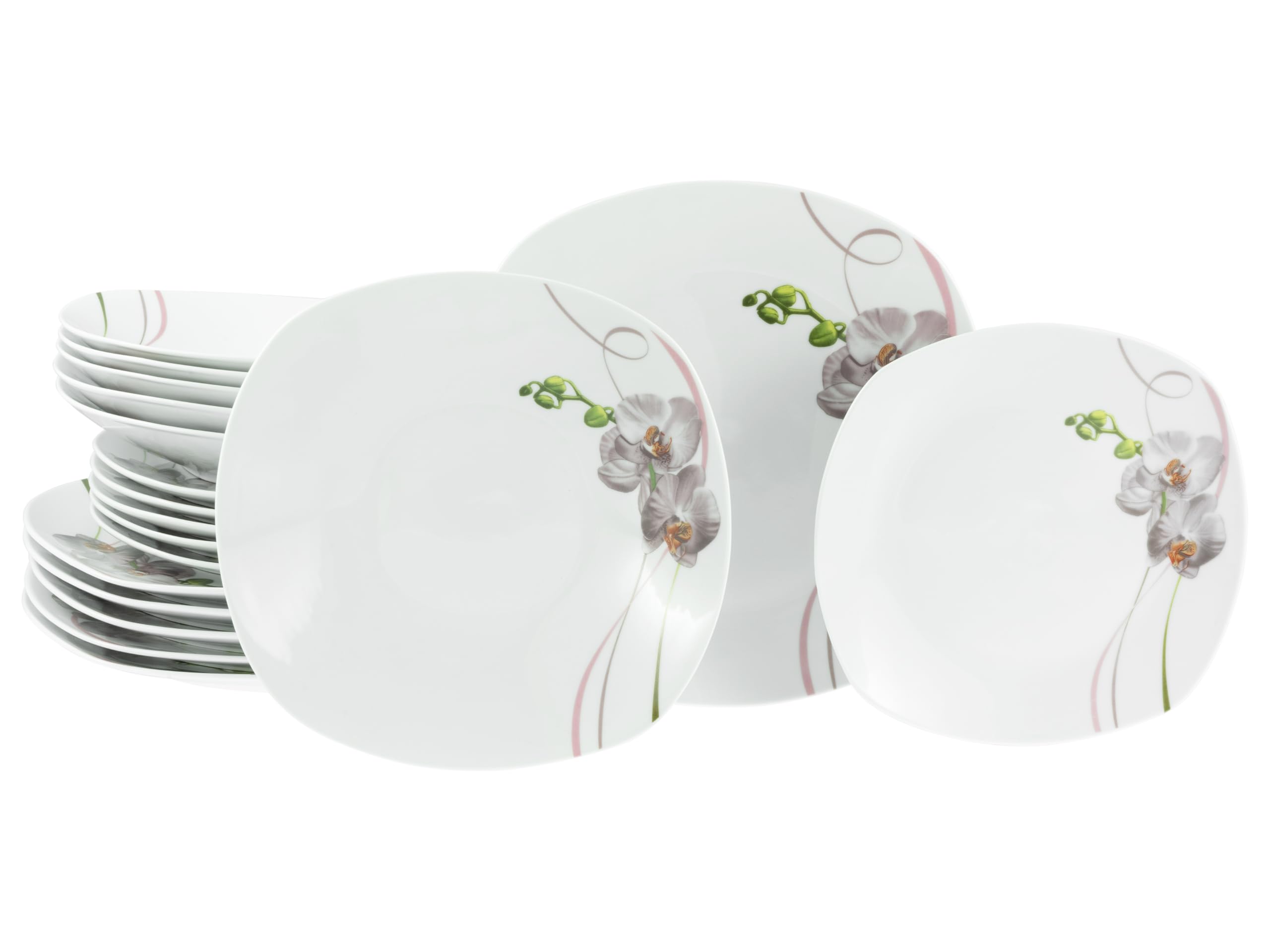 CreaTable 24027 Teller Set Serie Square Orchidee 18-tlg. 6 Personen