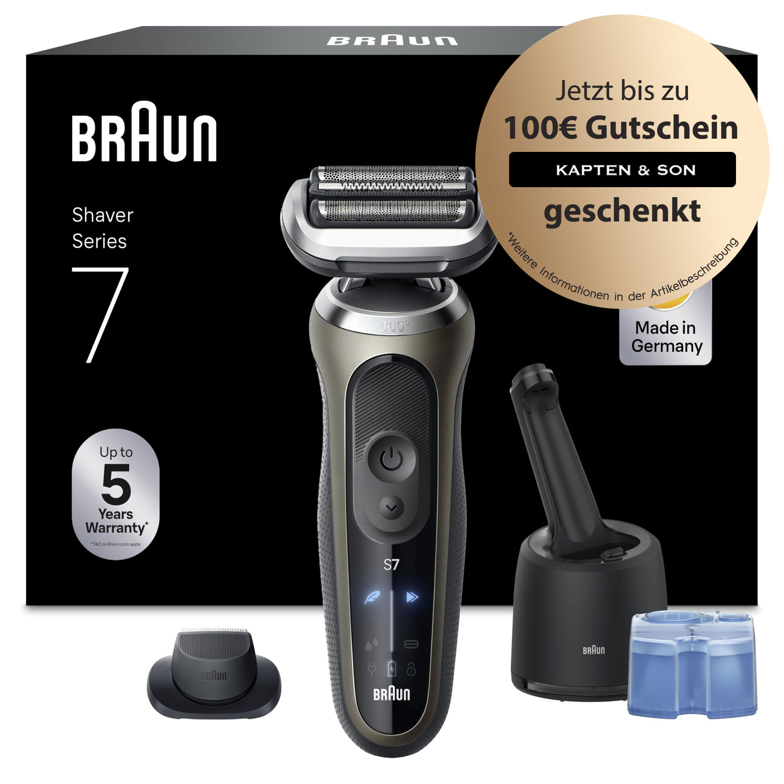 Braun Series 7 Elektrorasierer Herren, Rasierapparat mit 60 Min. Akkulaufzeit