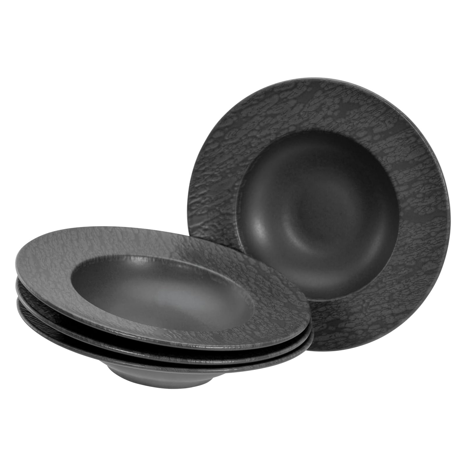 CreaTable, 21822, Serie Schiefer black, 4-teiliges Geschirrset, Teller Set aus Steinzeug