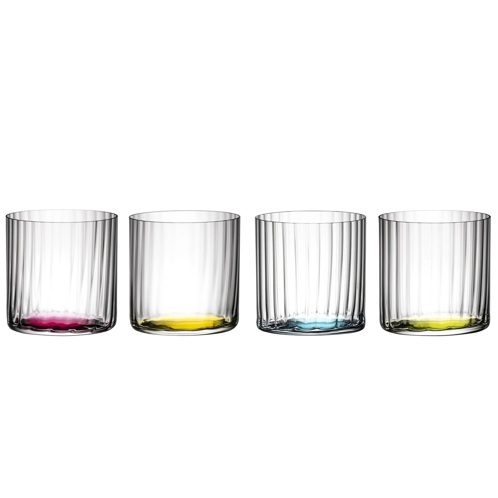 Riedel HAPPY H2O OPTIC 5414/22 Wasserglas Allroundglas mit farbigen Böden 4 Stück 330 ml