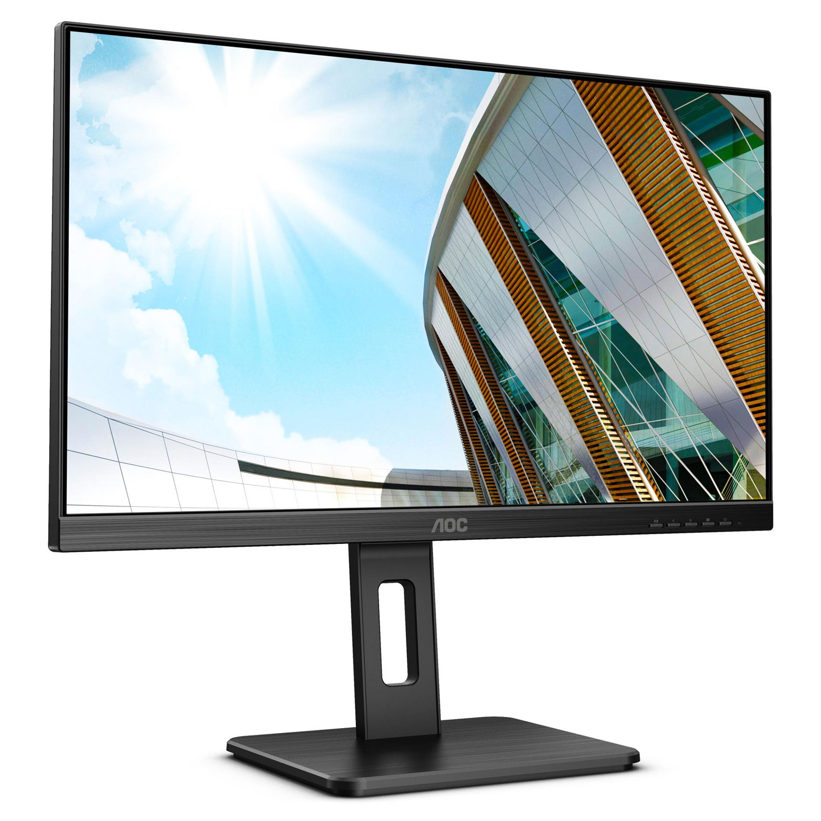 AOC Monitor P2 24P2Q, Schwarz, 23,8 Zoll, Full HD, IPS, 75 Hz, 4 ms (USB, HDMI, DisplayPort, VGA, DVI, höhenverstellbar, neigbar, schwenkbar, Pivot, AdaptiveSync)