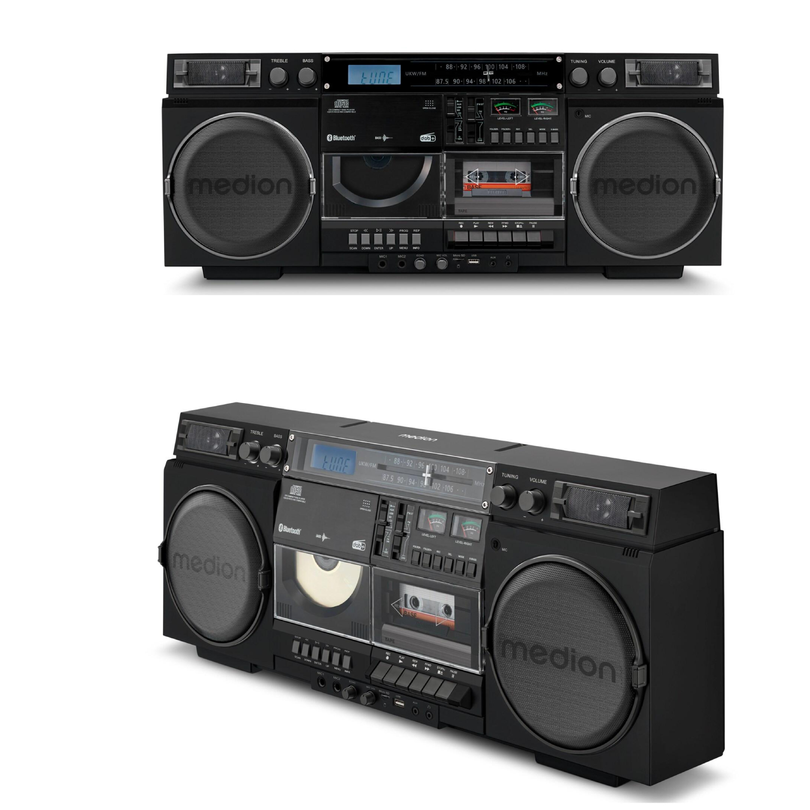 Medion LIFE P66538 (MD44538) Retro-Boombox blau DAB+/PLL-UKW Radio, Bluetooth, CD-Player, Kassettendeck