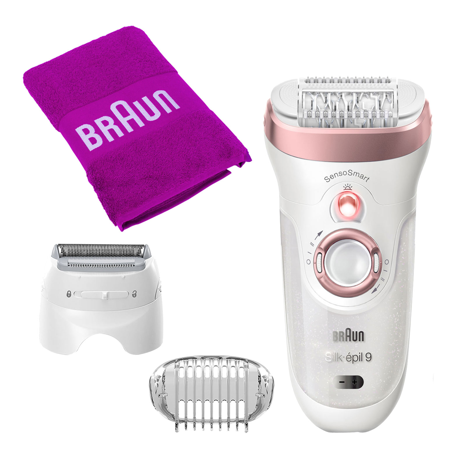 Braun Silk-épil 9-720 SensoSmart Epilierer + Braun Handtuch (lila)