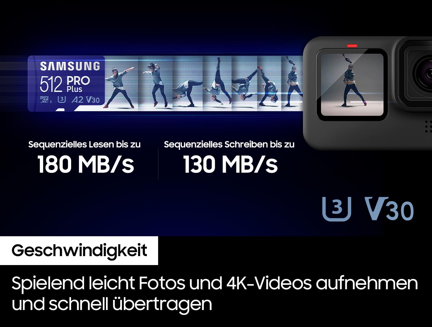 Samsung PRO Plus microSD-Karte + SD-Adapter, 256 GB