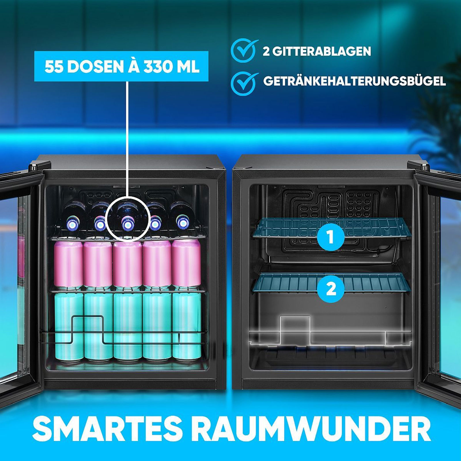 Bomann KSG 7291 Glastür-Kühlschrank