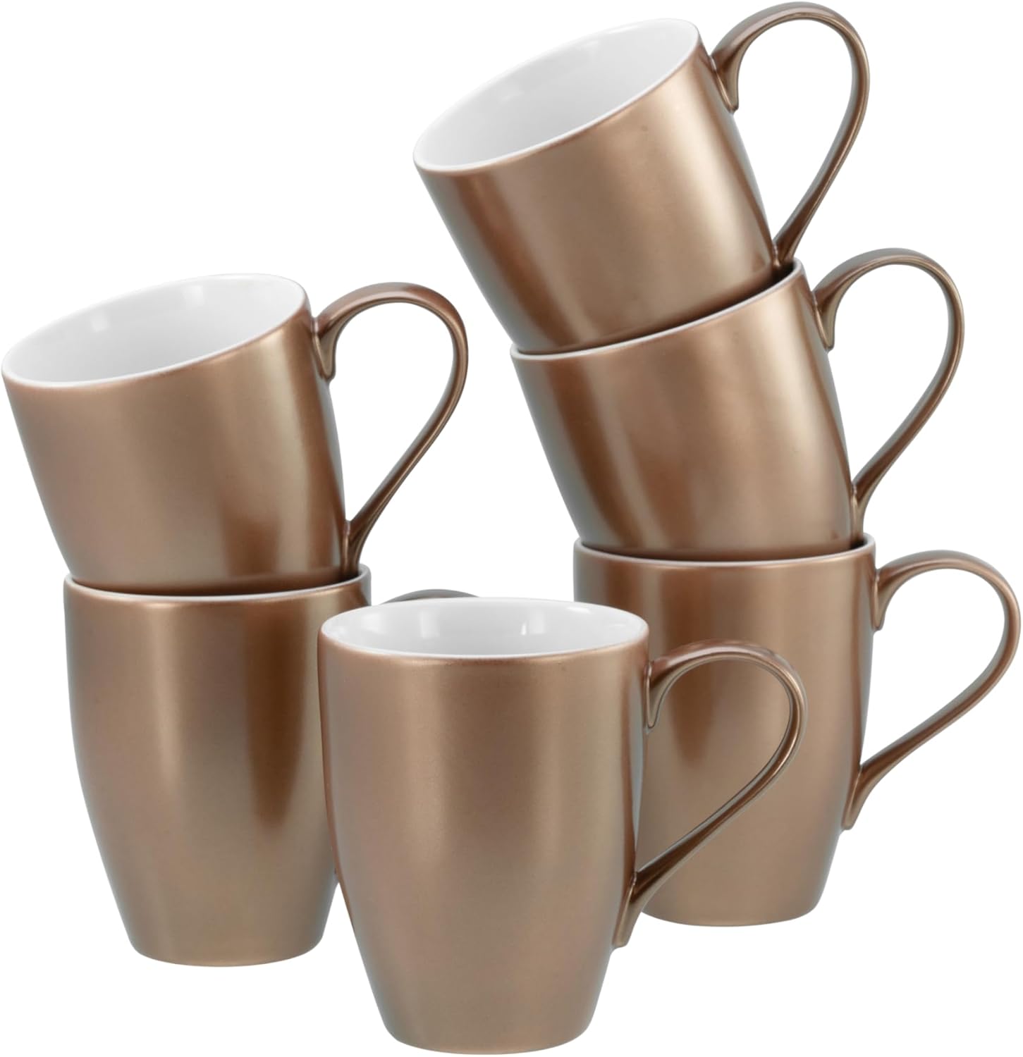 CreaTable, 24328, Serie Golden Days Weiß, 6-teiliges Geschirrset, Becherset aus Steinzeug