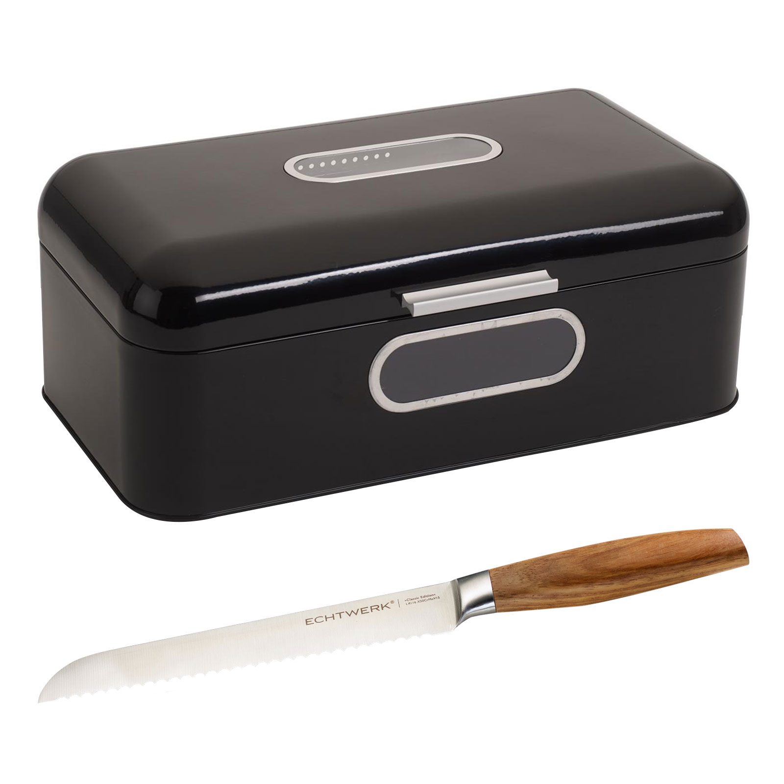 Echtwerk Brotkasten "Retro" aus Metall + Echtwerk Brotmesser "Classic Edition"