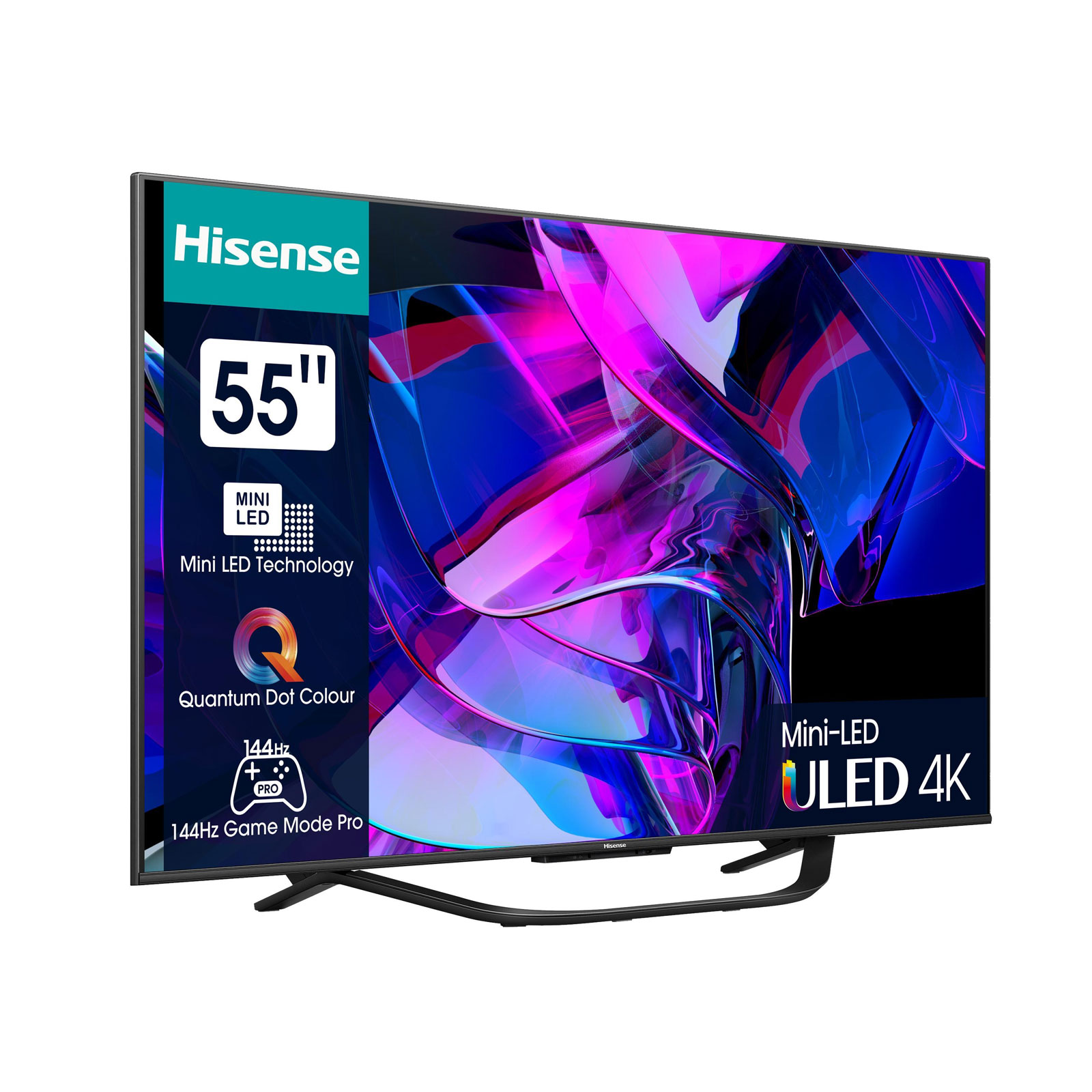 HISENSE 55U7KQ ULED Mini LED TV (55 Zoll (139 cm), 4K UHD, HDR, Smart TV, Sprachsteuerung (Alexa, VIDAA Voice), Aufnahmefunktion, 120 Hz, Game Mode Pro)
