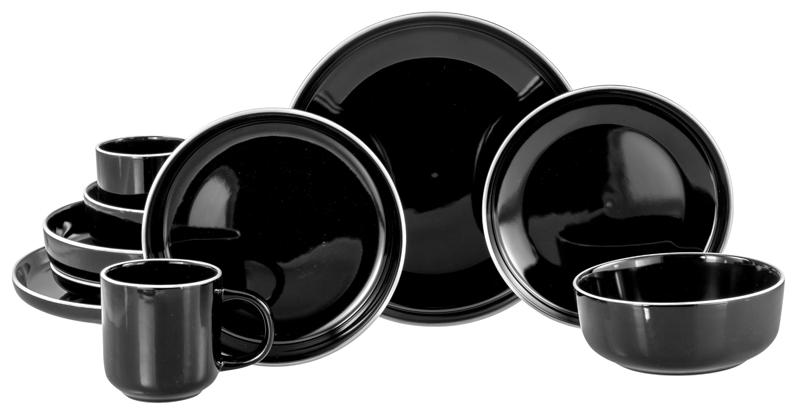 CreaTable 24802 Kombiservice Serie Nordic Gourmet Schwarz 10-tlg. 2 Personen