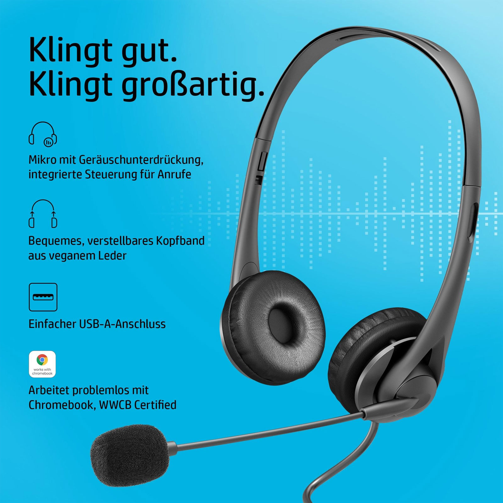 HP Stereo-USB-Headset G2, Schwarz (Kompatibel mit PC, 428H5AA#ABB)