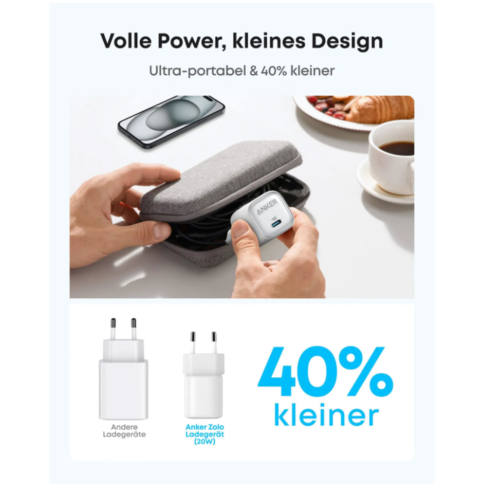 Anker Zolo Ladegerät USB-C 20W PD 3.0, Weiß