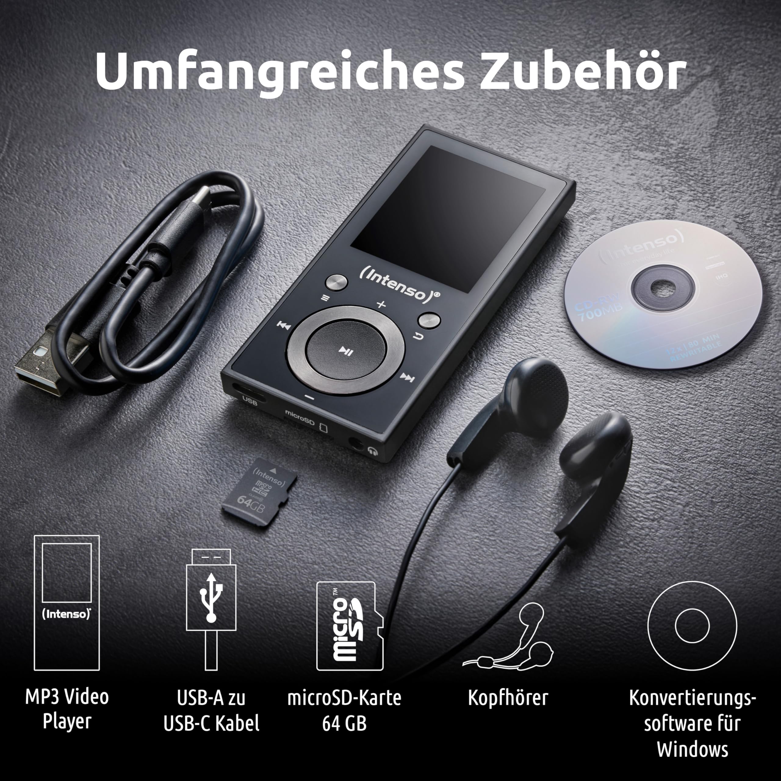 Intenso Video Scooter BT MP3 Player mit Bluetooth 5.0, 1,8 Zoll Farbdisplay