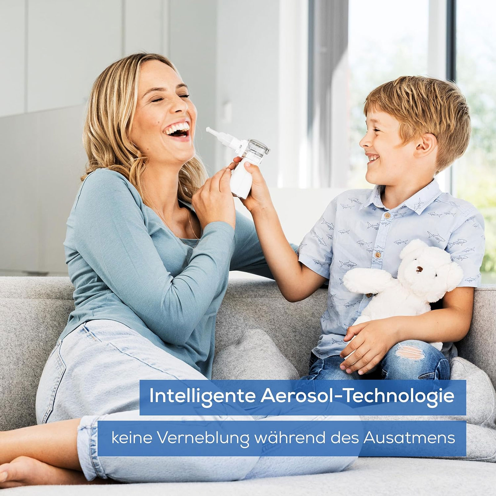 BEURER Inhaliergerät IH 57 (Schwingmembran-Technologie, intelligente Aerosol-Technologie, Akku-Betrieb, zur Behandlung der oberen und unteren Atemwege, ideal für Kinder, Anwendung bei Erkältung, Asthma, Atemwegserkrankungen, Mesh-Vernebler 