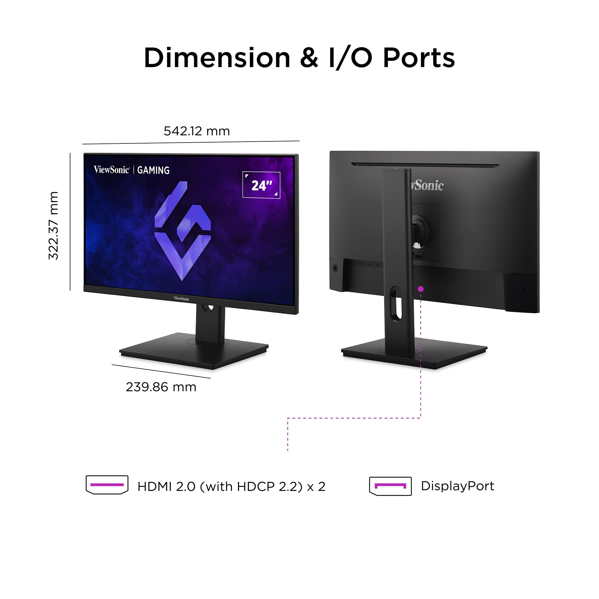 ViewSonic XG24G1 Gaming Monitor 180 Hz, 24 Zoll