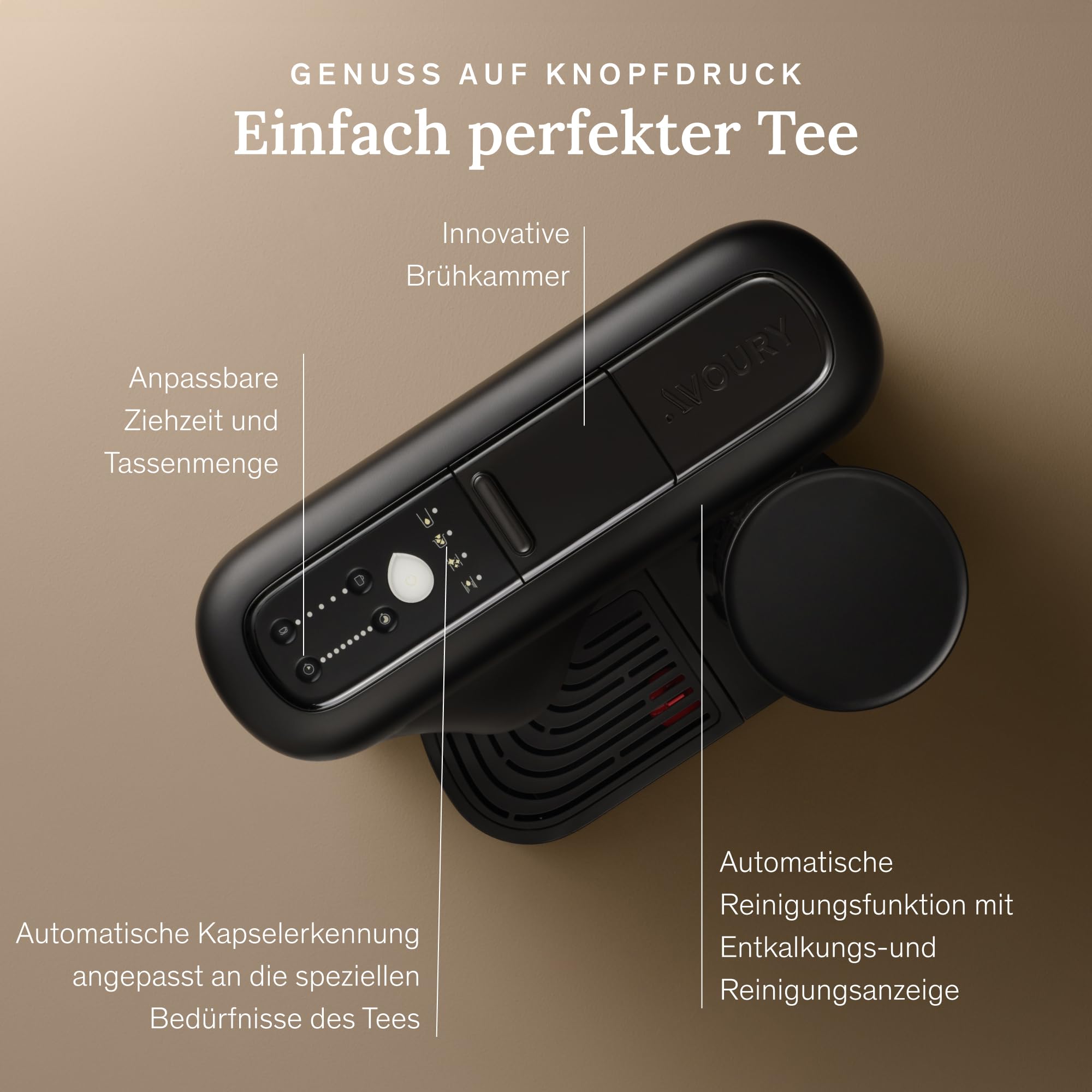 Avoury 6000833 One Grey/Black Teemaschine inklusive Tee-Starterset