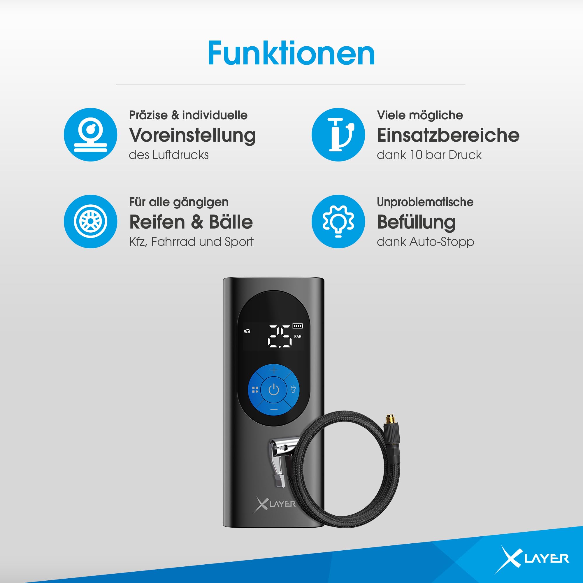 XLayer Mobiler Akkukompressor 10.0 bar 6.000 mAh