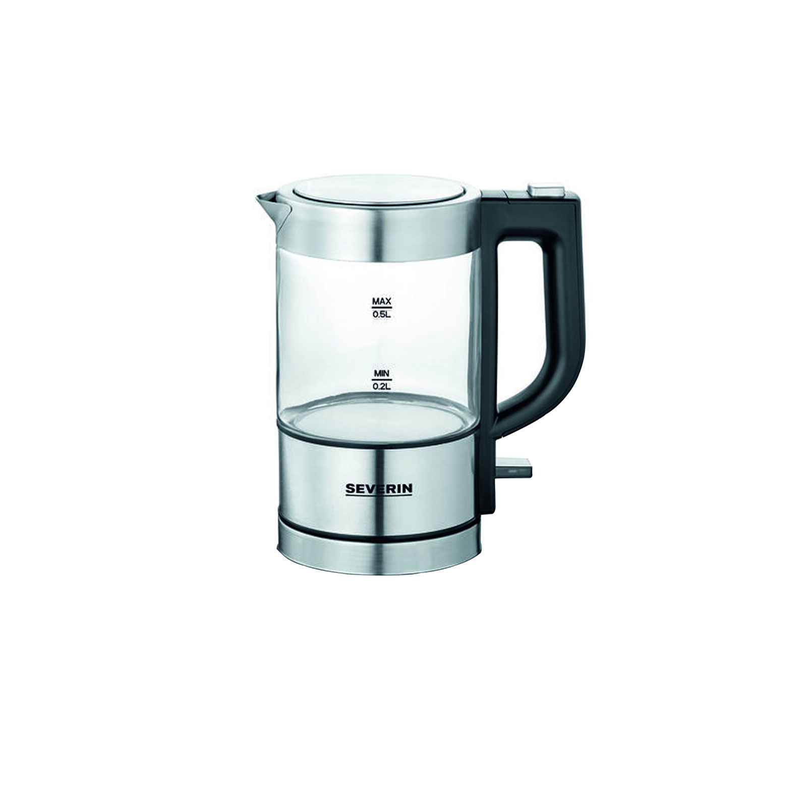 Severin WK 3472 Mini-Glas-Wasserkocher Edelstahl / schwarz