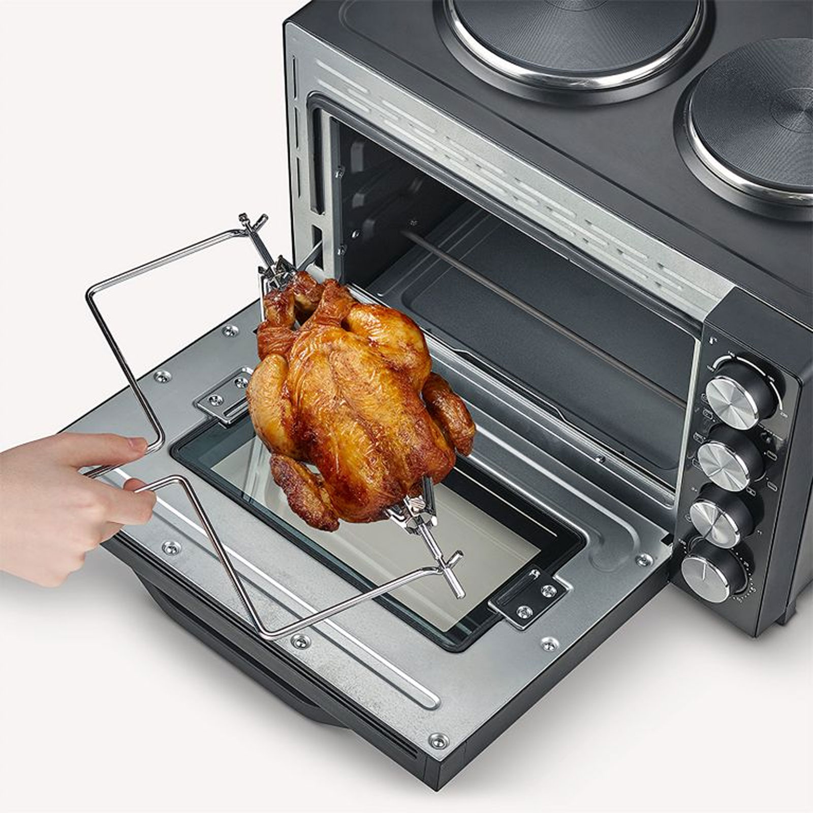 SEVERIN TO 2074 KLEINKÜCHE (2500 W, 30 l, schwarz, Oberhitze und Unterhitze, mit Umluft, Timer, Drehspieß, Backblech)