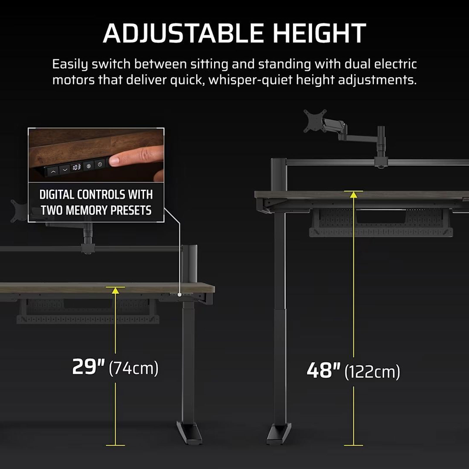 Corsair Platform:4 Elevate-Schreibtisch, Holz in dunkler Walnussbeizung