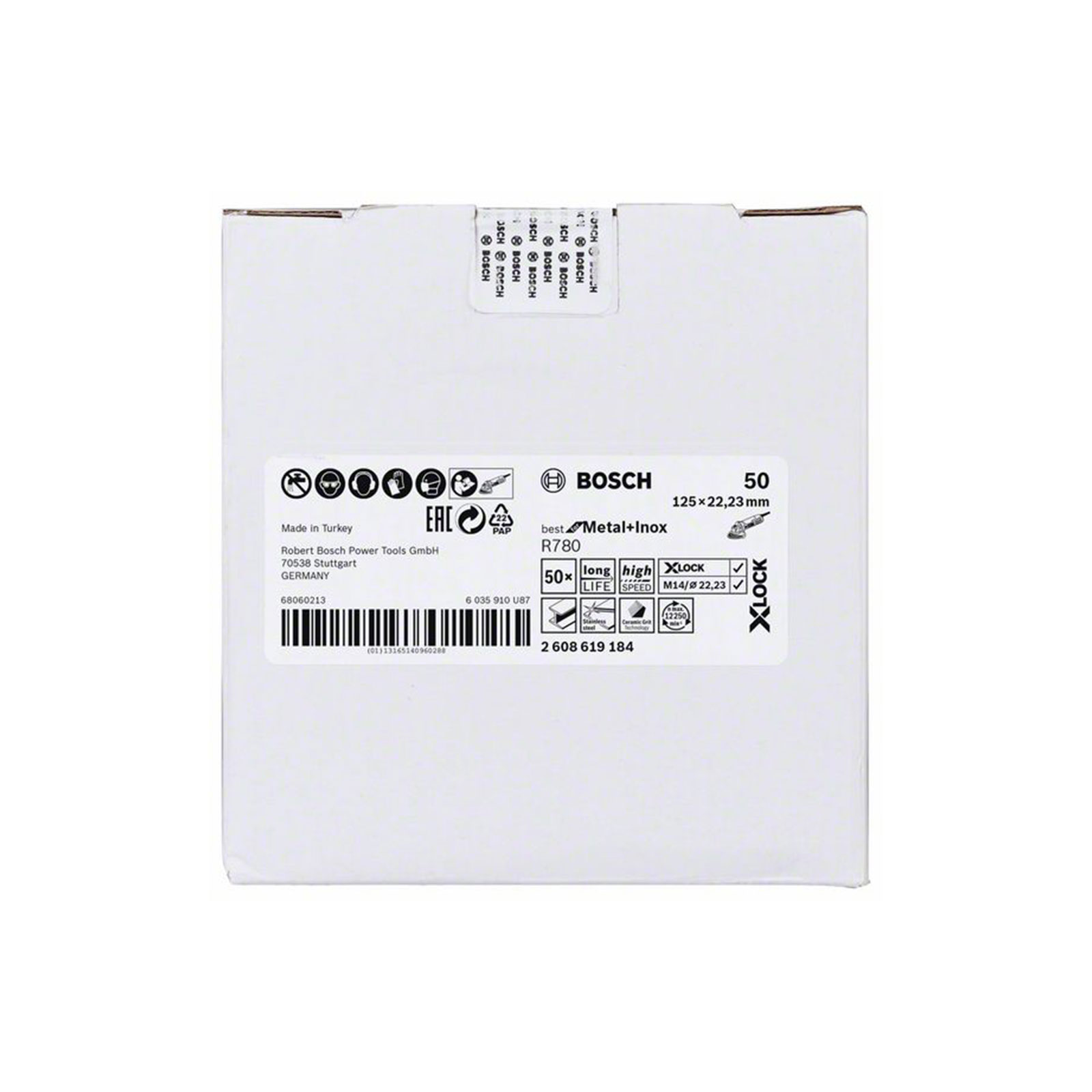 Bosch Professional X-LOCK Fiberscheibe, 125 mm, K 50, Sternloch, R780 Best for Metal + Inox