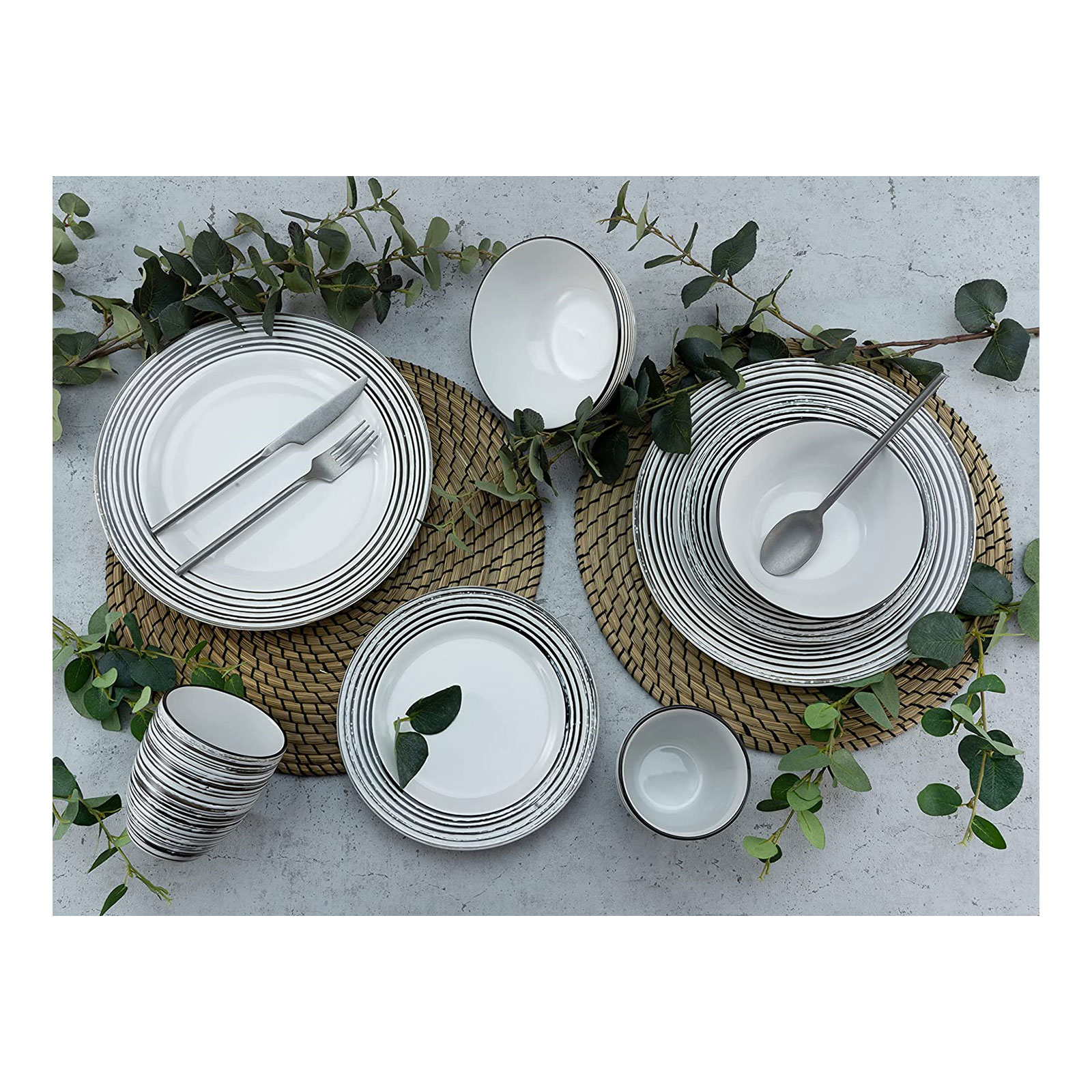 CreaTable, 23610, Serie La Gomera blanca , Geschirrset, Kombiservice 16 teilig