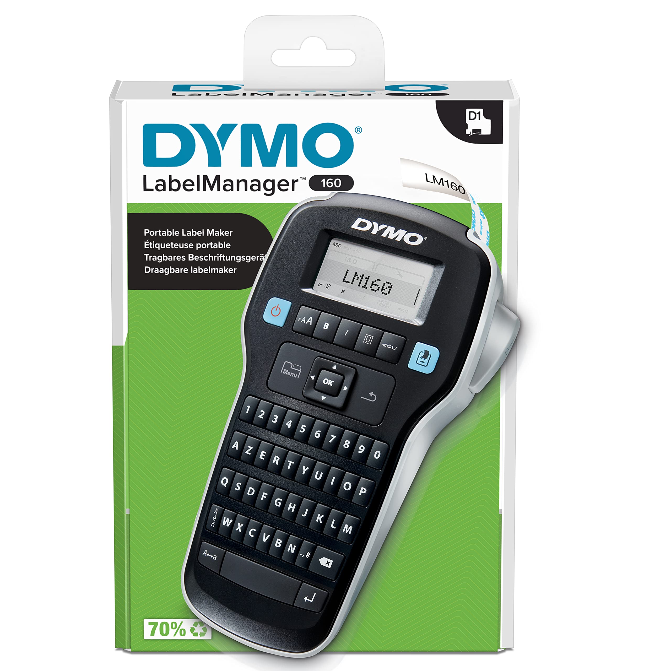 Dymo LabelManager 160 6/9/12 mm D1-Bänder Azerty Beschriftungsgerät