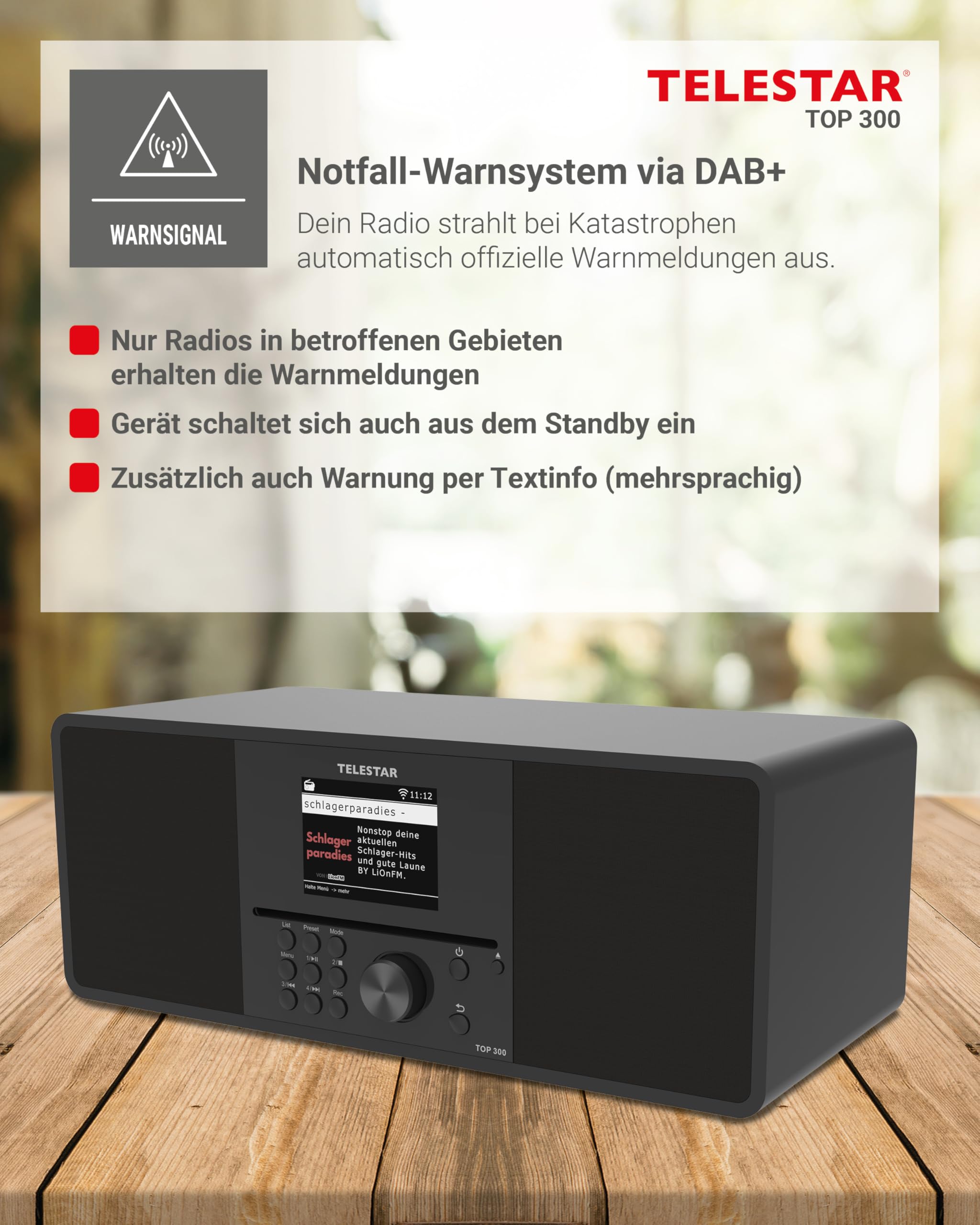TELESTAR TOP 300 DAB+ Internetradio mit CD-Player Bluetooth USB Schwarz