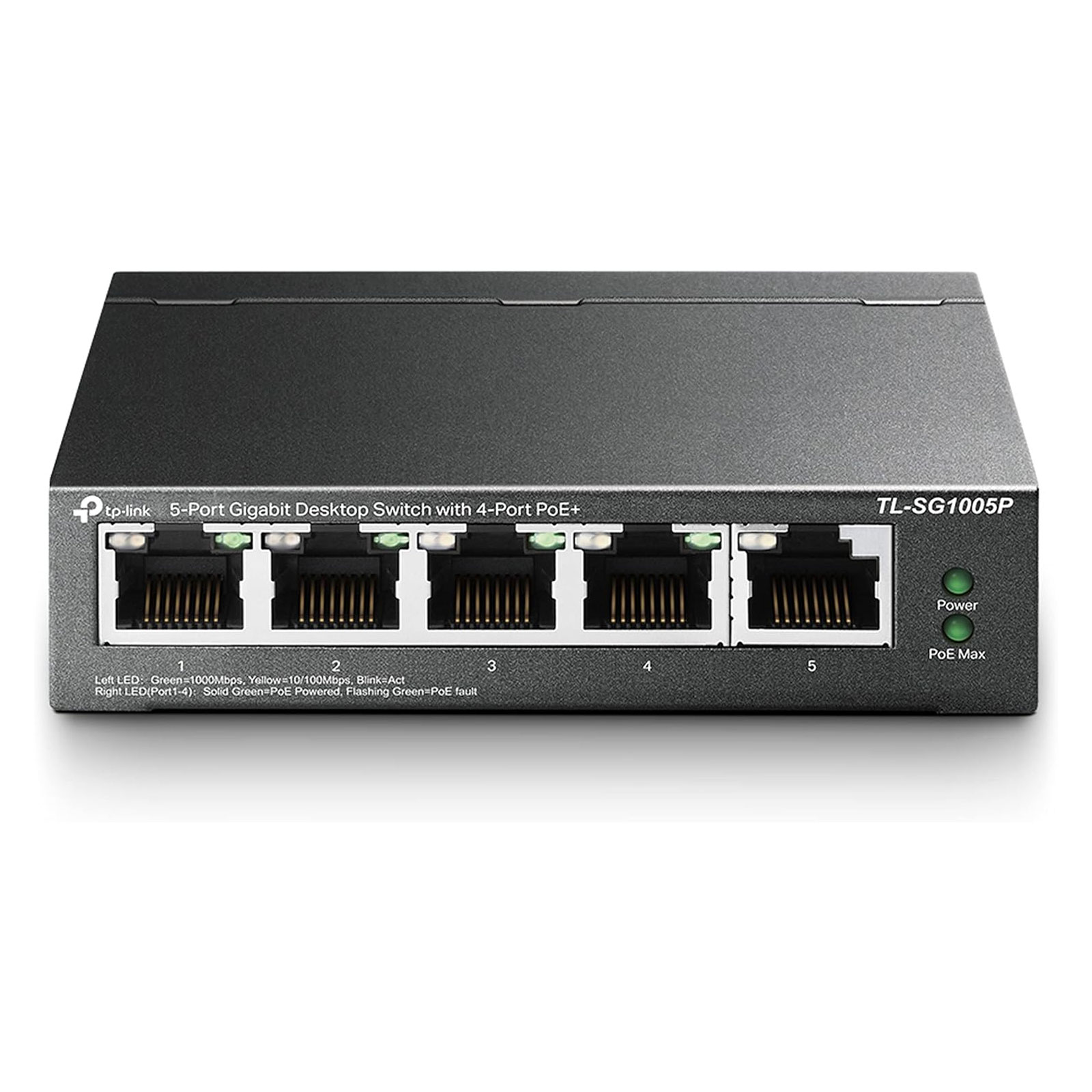 TP-Link Netzwerk-Switch TL-SG1005P, Unmanaged Gigabit Ethernet (10/100/1000), Power over Ethernet (PoE), Schwarz