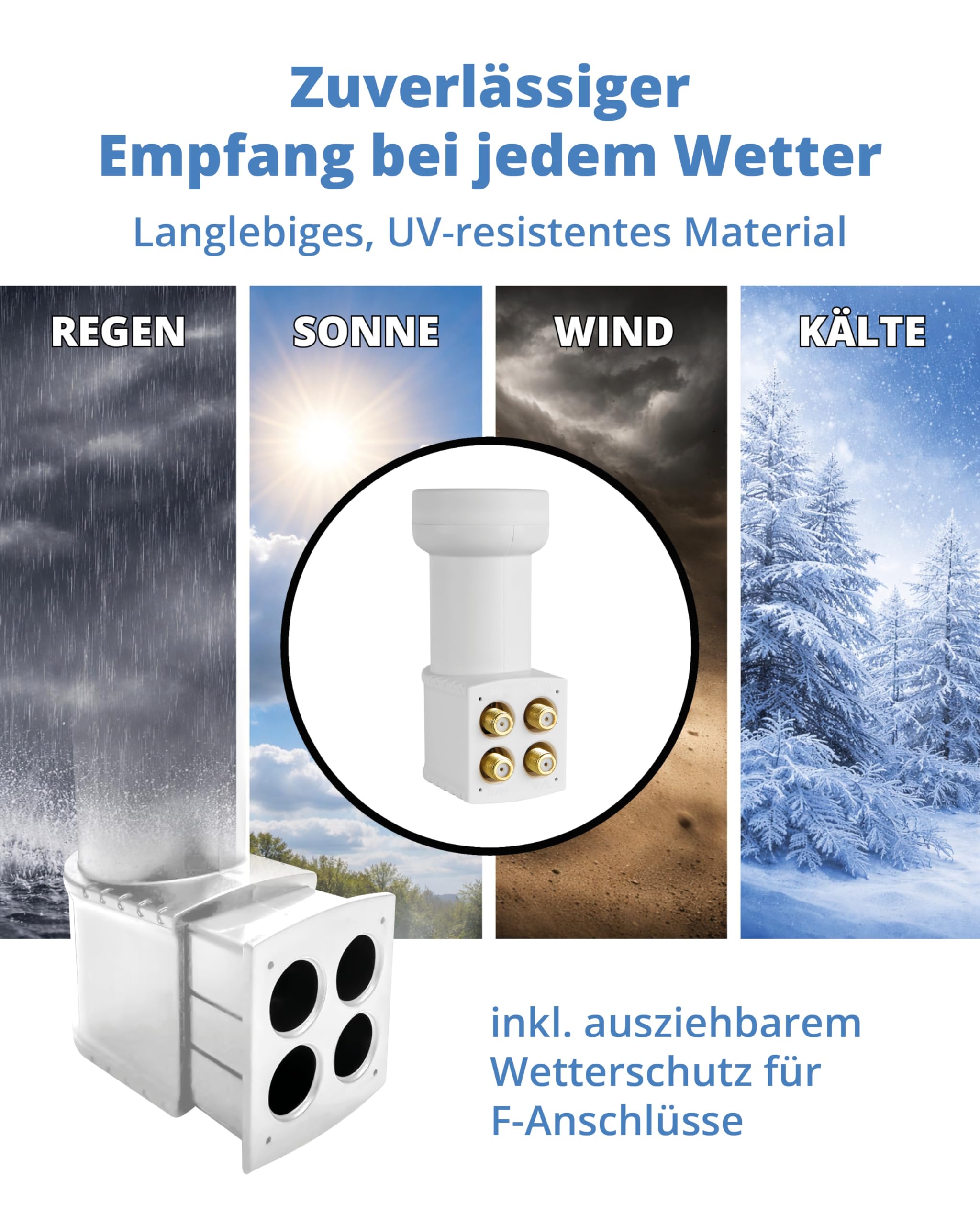Megasat HD-Profi Quattro LNB – für Betrieb an Multischalter – Weiß