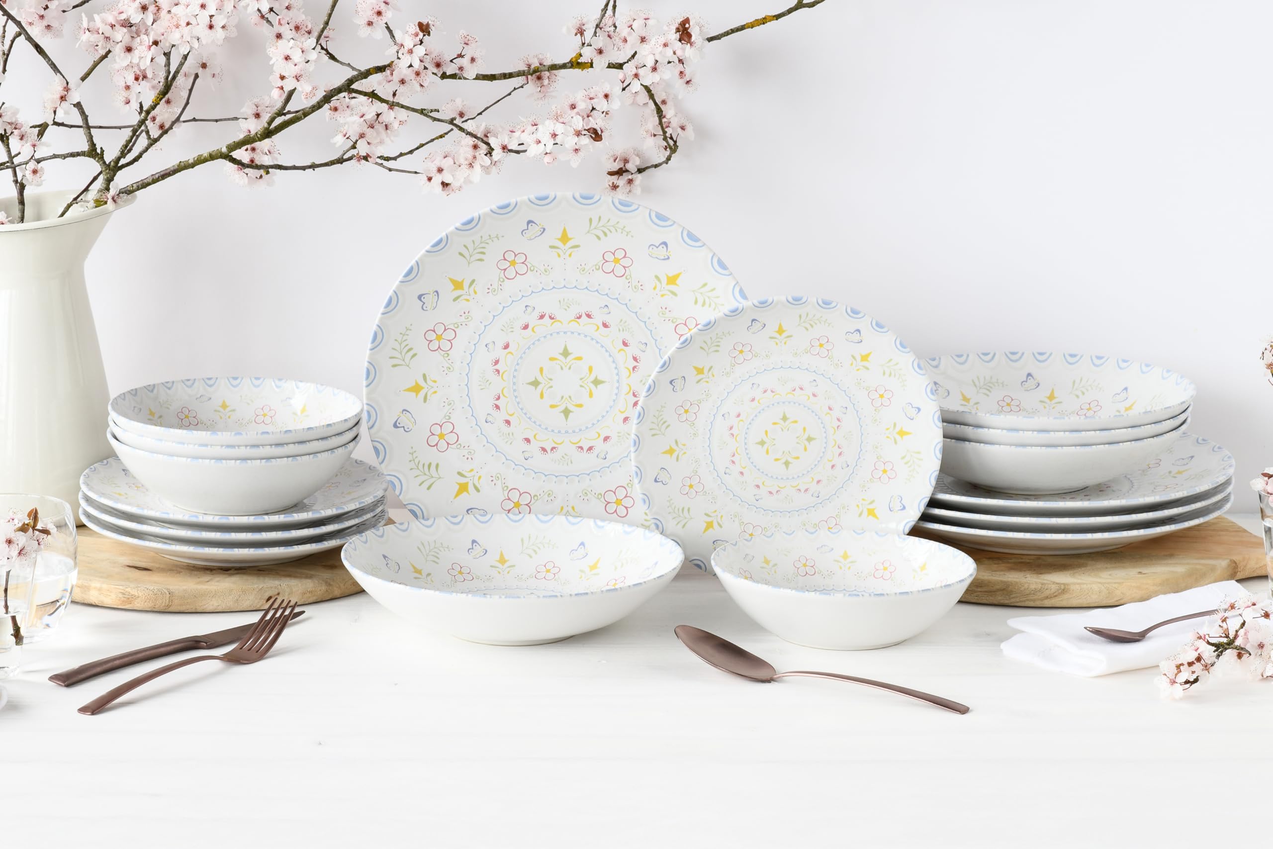 CreaTable, 24867, Serie Primavera, 16-teiliges Geschirrset für 4 Personen