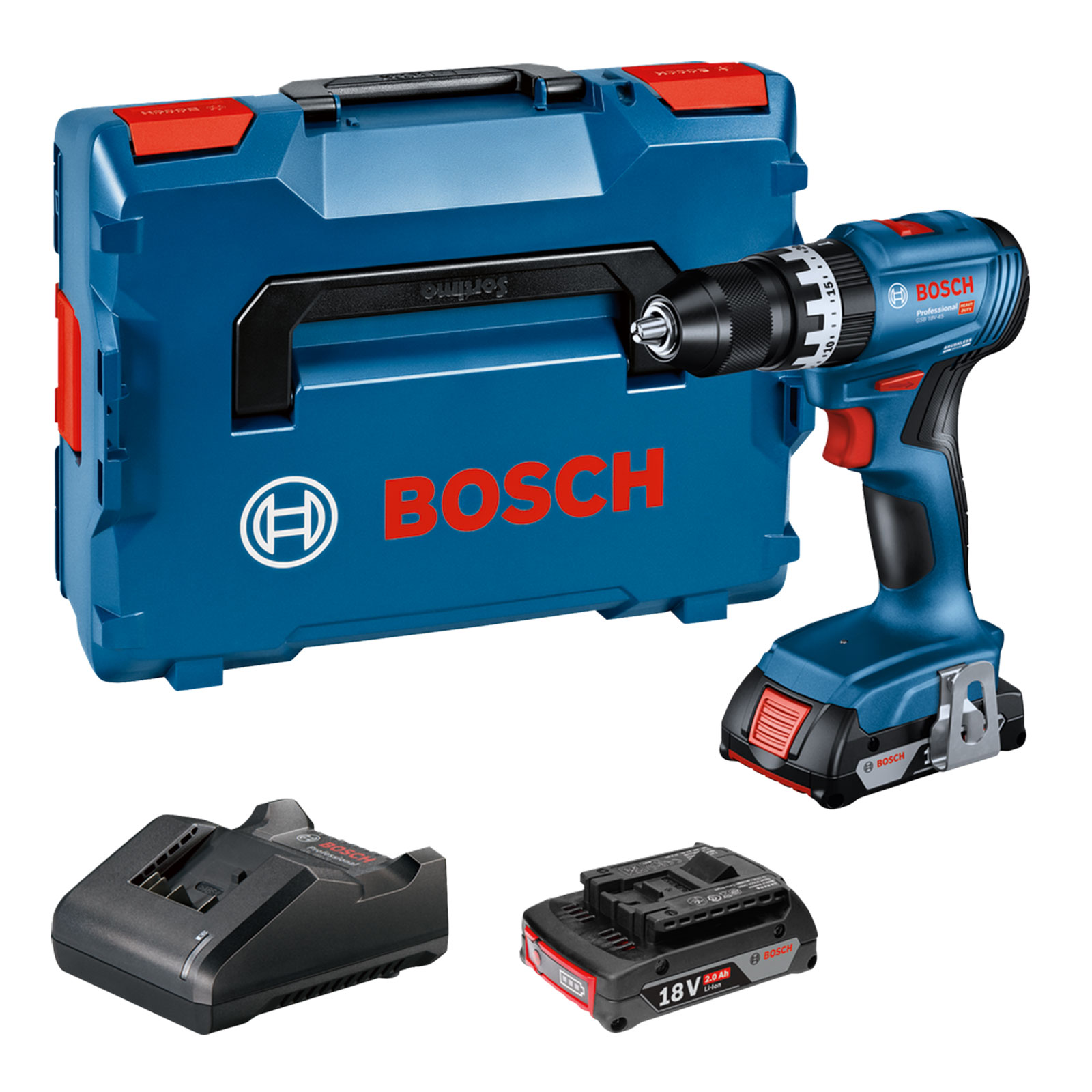 Bosch Professional PB_ON GSB 18V-45 2x2,0Ah; L-BOXX