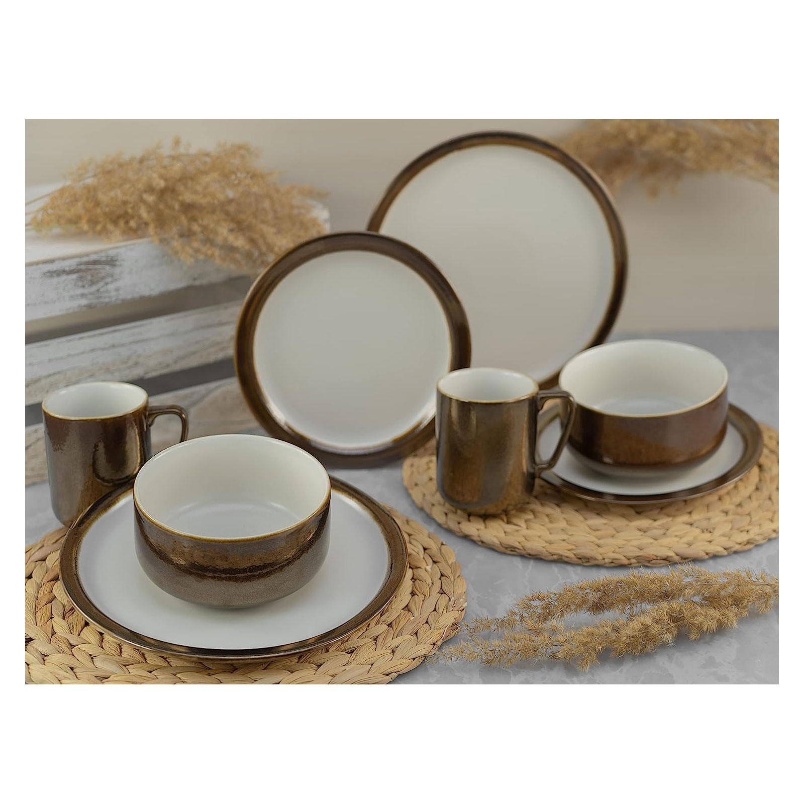 CreaTable, 23590, Serie MODERN INDUSTRIAL, weiß, Geschirrset, Kombiservice 8 teilig