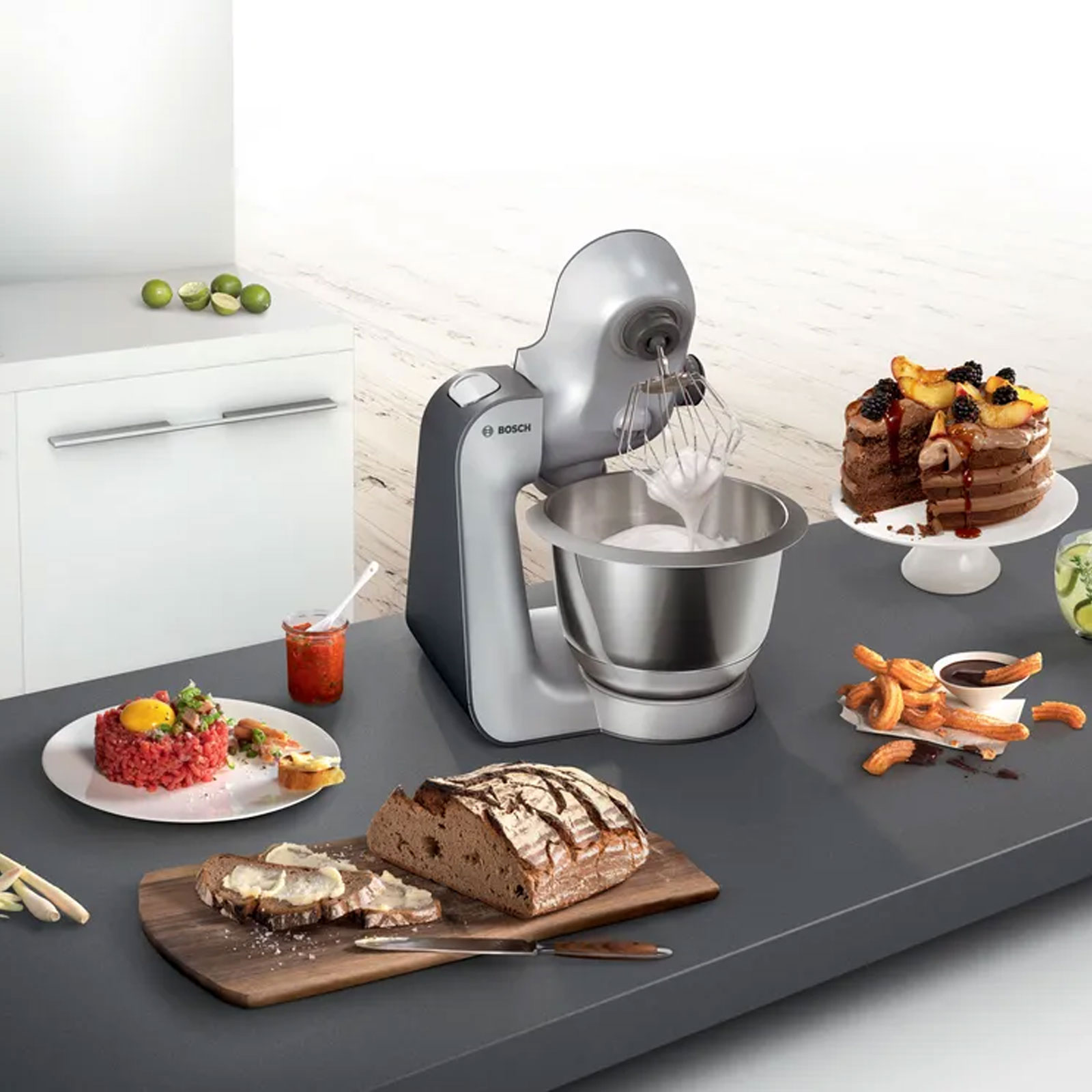 Bosch MUM59S81DE Serie 4 Küchenmaschine MUM 5 1000 W Silber anthrazit