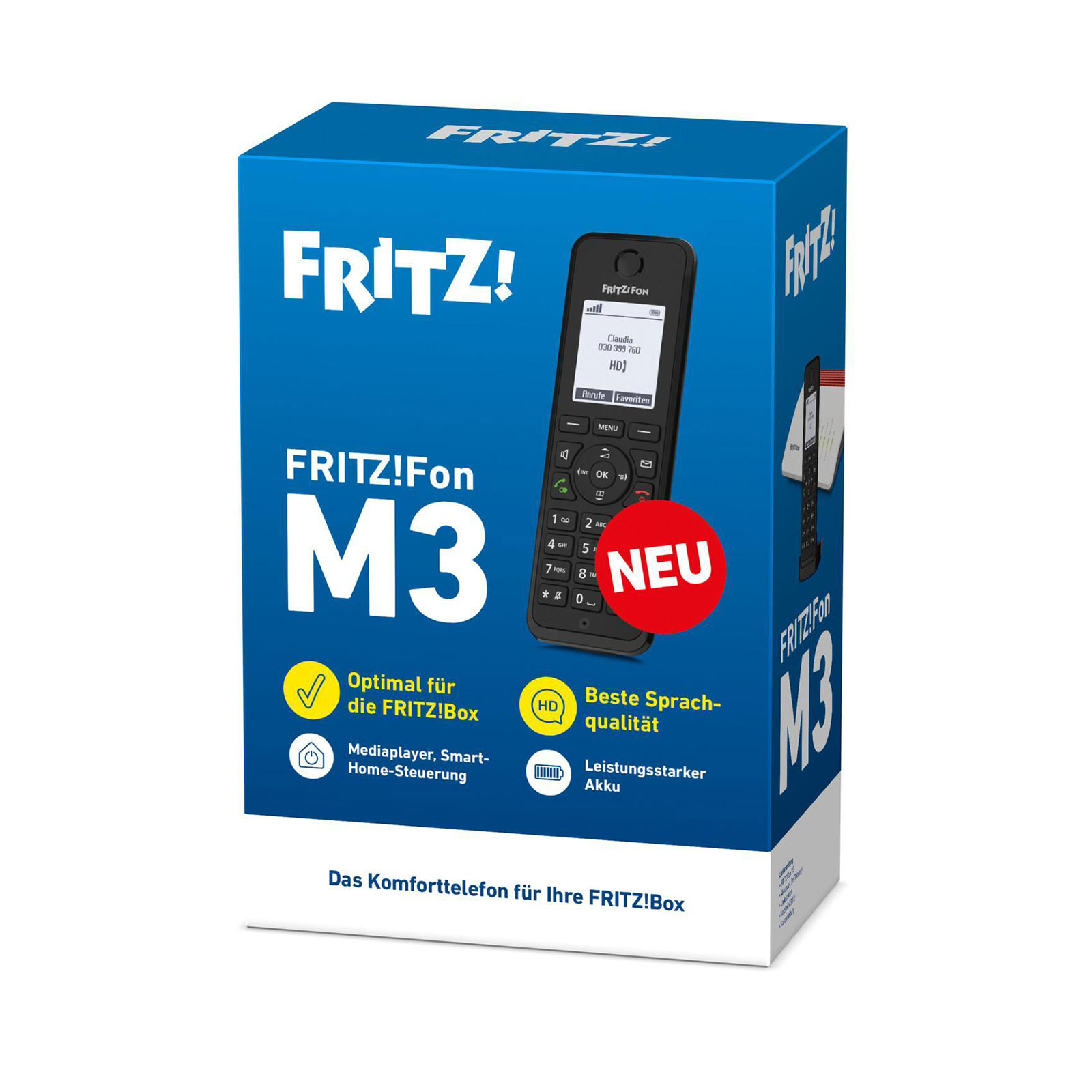 AVM FRITZ!Fon M3 Schnurloses Telefon 1 Mobilteil mit Anrufbeantworter DECT