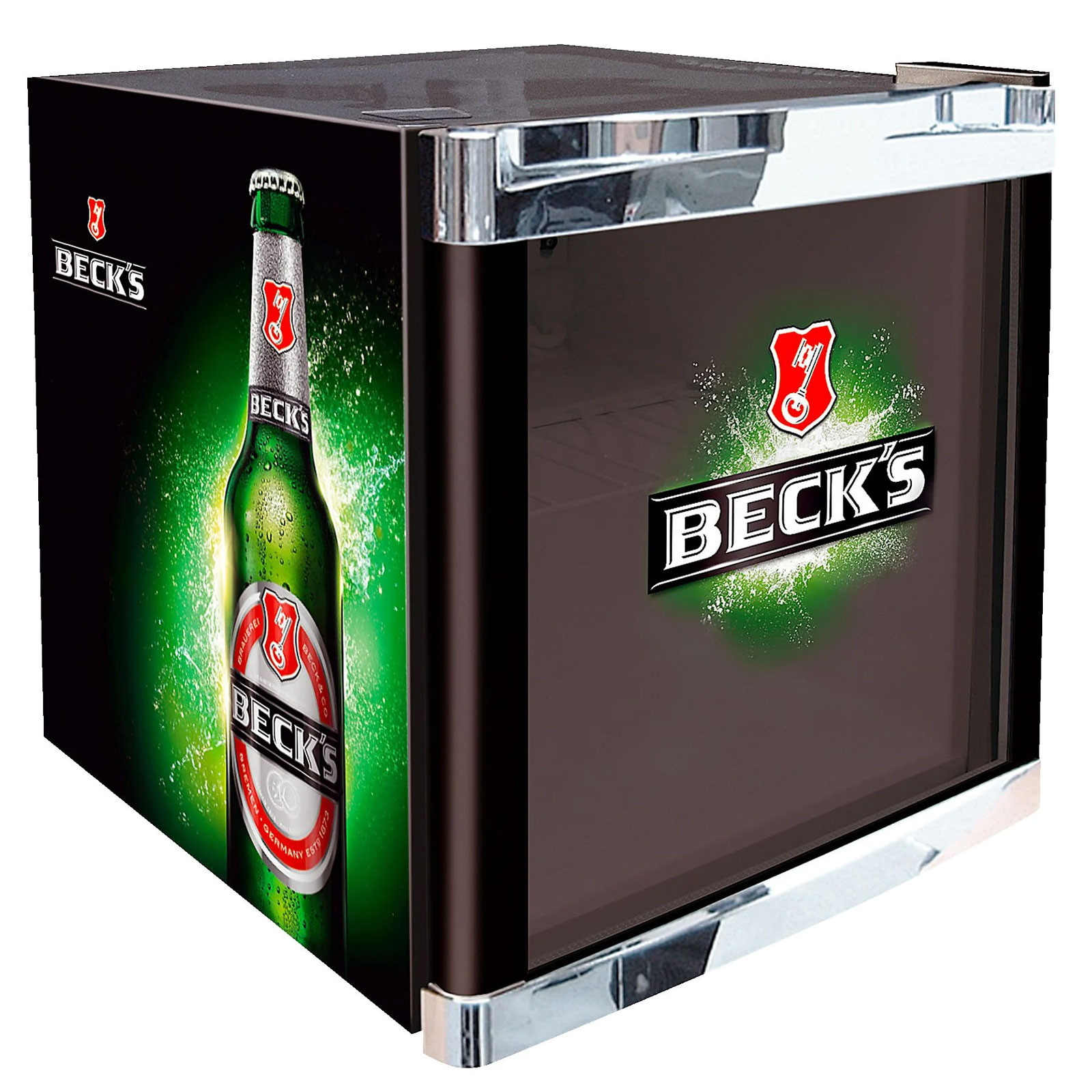 CUBES COOLCUBE BECK´S Getränkekühlschrank (freistehend, EEK E, Nutzinhalt 48 l, Höhe 51 cm, Breite 43 cm, Thermostat manuell regulierbar, Beck´s)