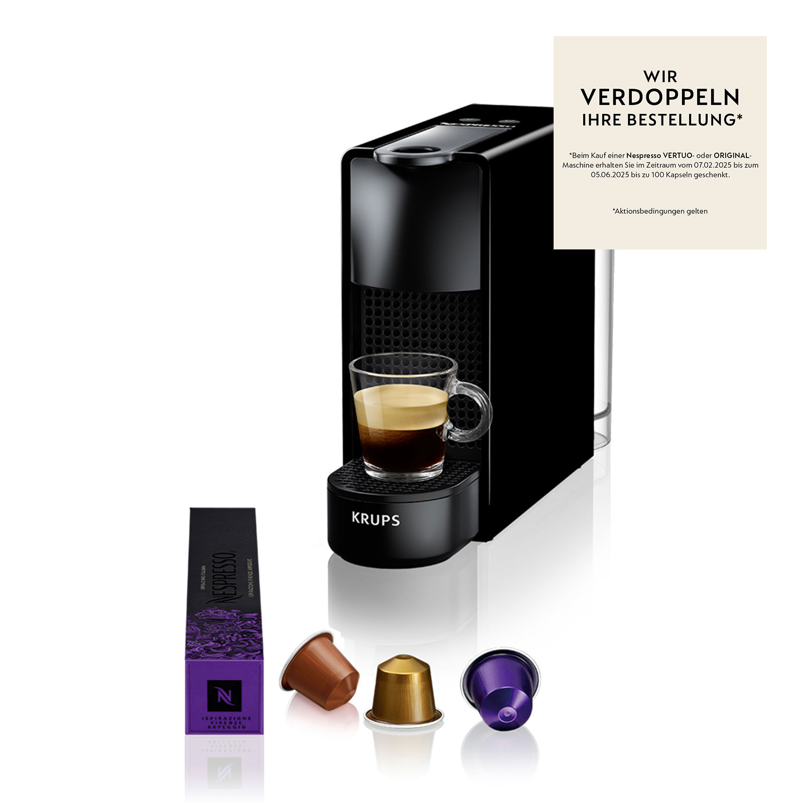 Krups XN1108 Essenza Mini Nespressomaschine Schwarz