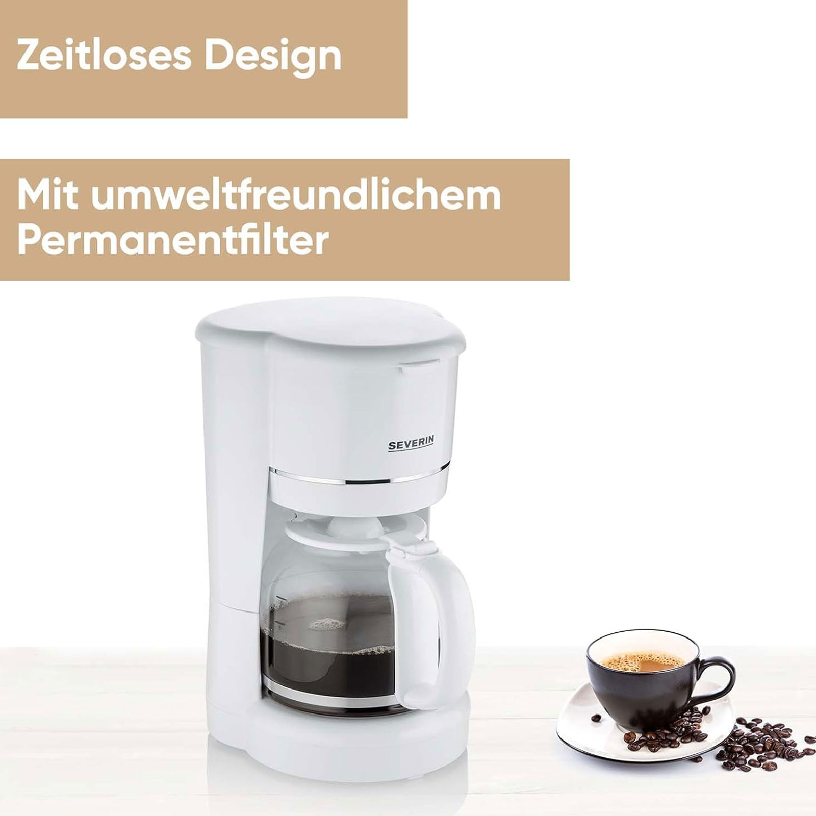 Severin KA 4323 Filterkaffeemaschine (10 Tassen, 1,25 l Wassertank, Glaskanne, Warmhalteplatte, Tropf-Stopp, automatische Abschaltung)