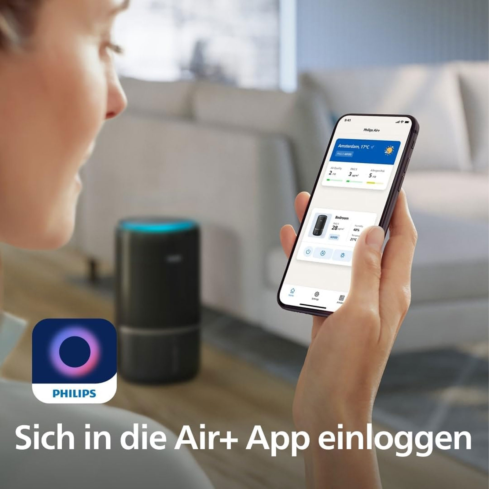 Philips AC3421/13 PureProtect Water 3400 Series Intelligenter 2-in-1-Luftreiniger und -befeuchter
