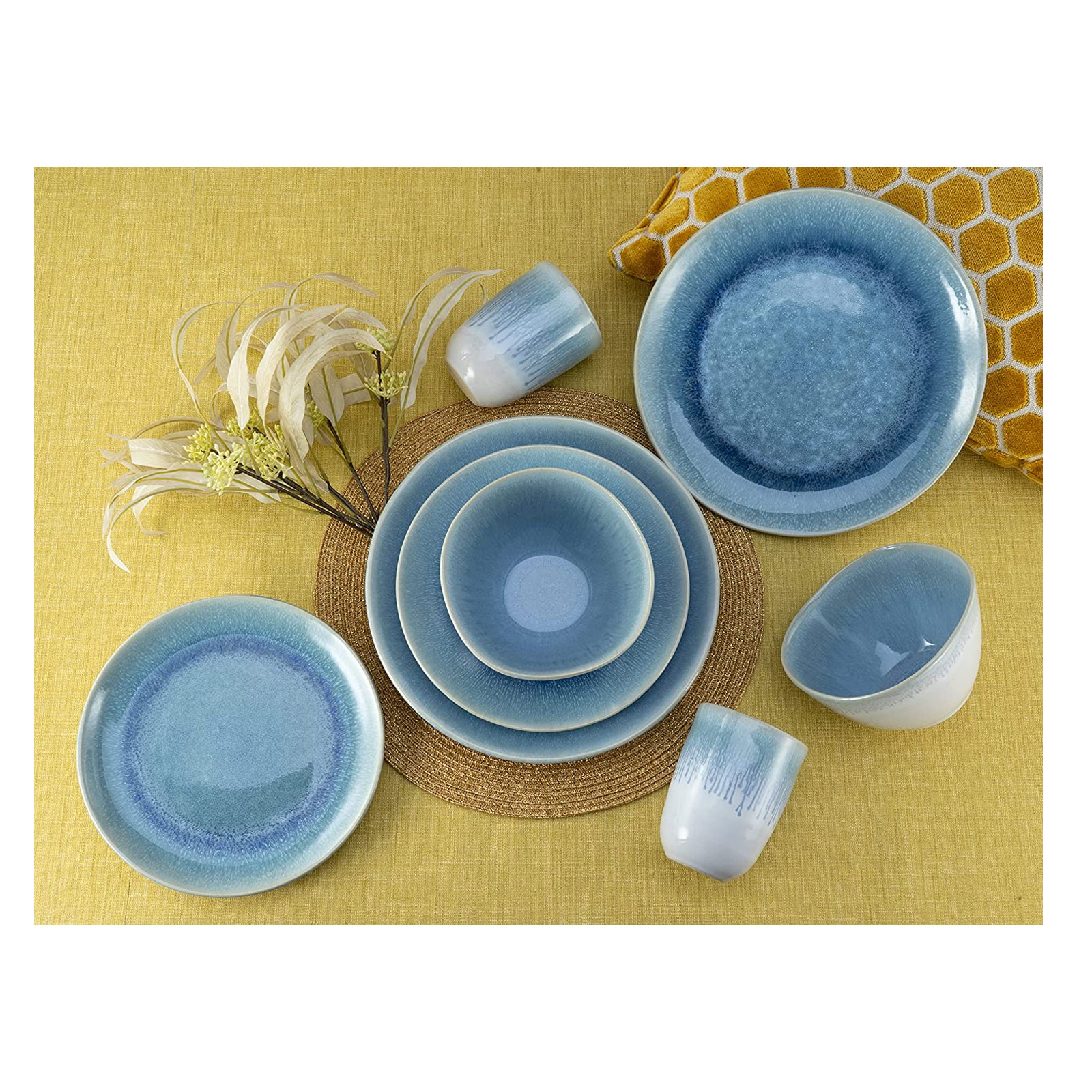 CreaTable, 14718, Serie Aquarius Blau, Geschirrset, Kombiservice 16 teilig