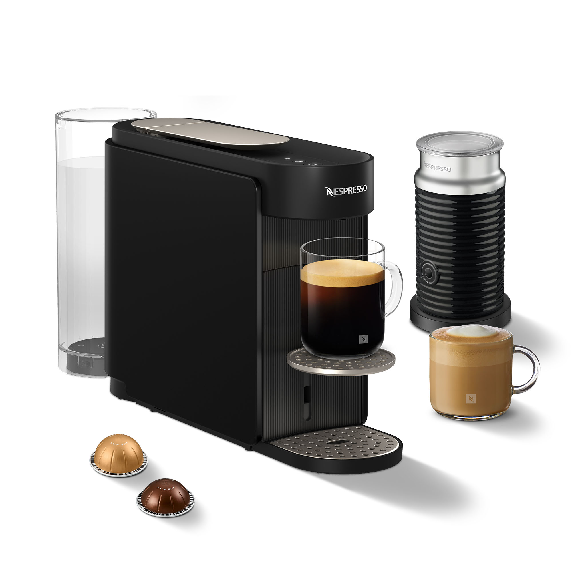 Nespresso Krups VERTUO Up Ink Black, XN9408 inkl. Aeroccino 3 Milchaufschäumer