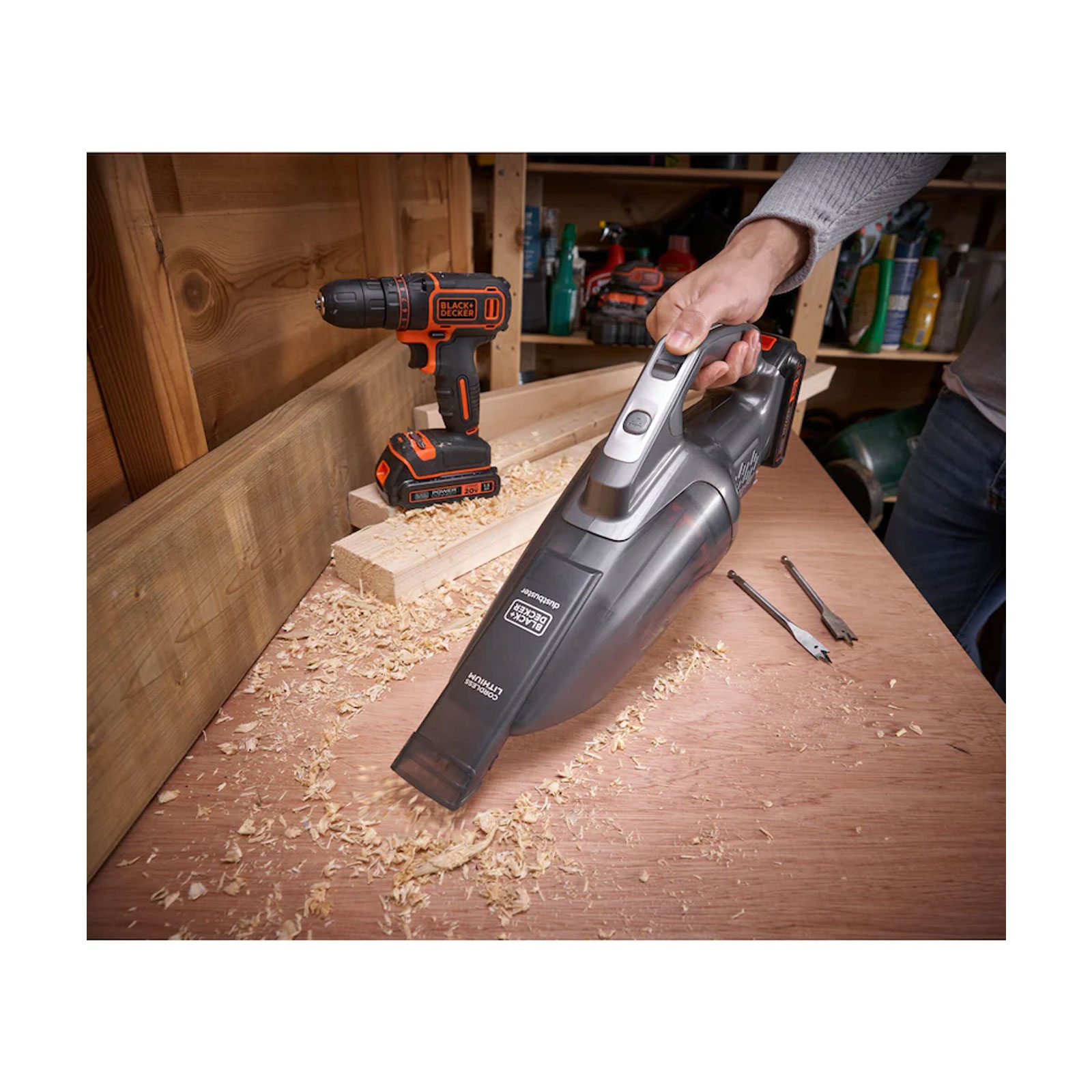 Black + Decker BCHV001C1 Dustbuster Akku-Handstaubsauger ohne Stiel + BDCDD18N Akku-Bohrschrauber