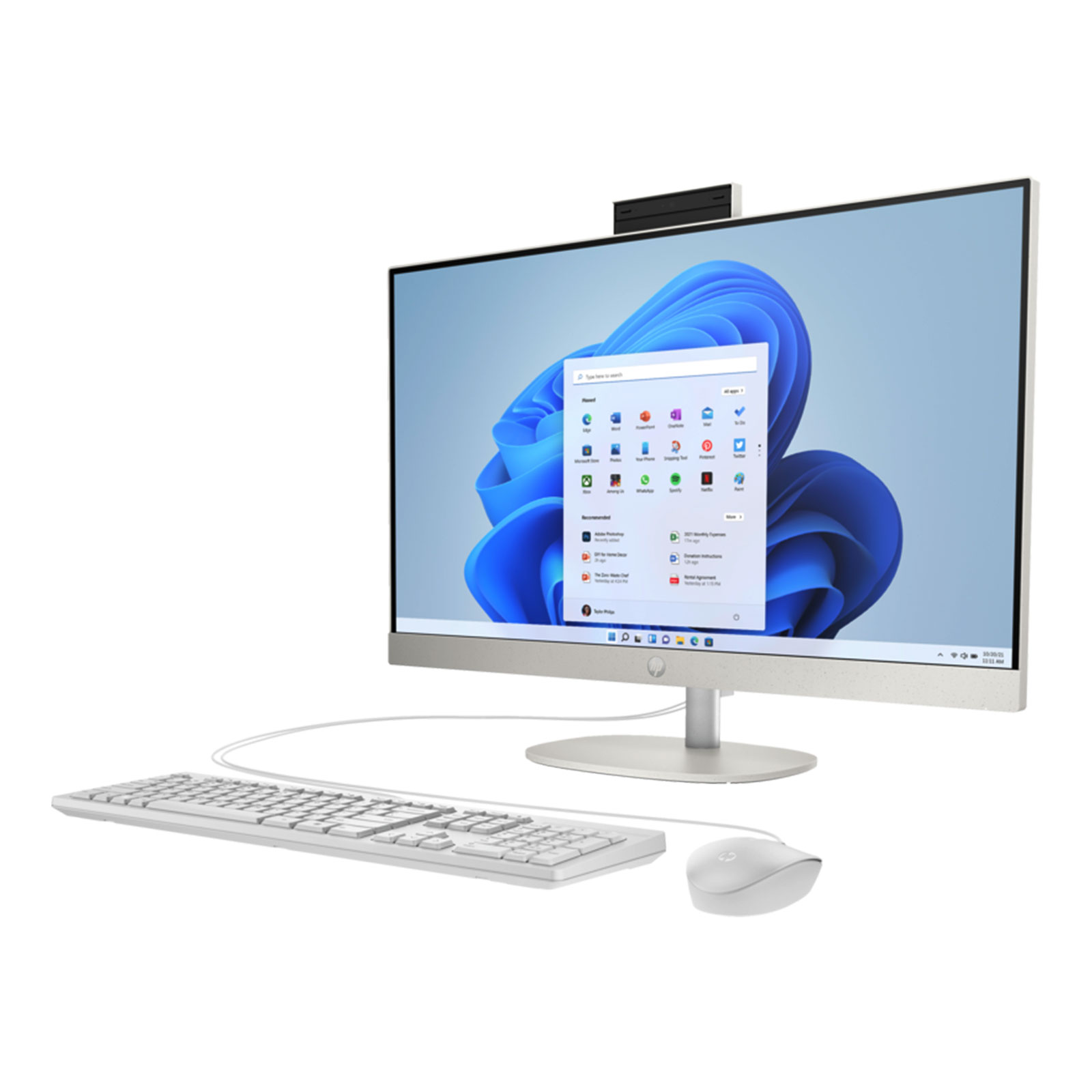 HP 27-cr0655ng, Weiß, 27 Zoll, Full HD, IPS, AMD Ryzen 5 7520U, 16 GB, 1 TB SSD