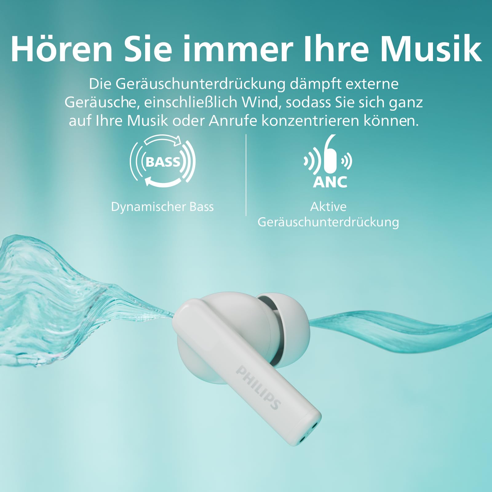 Philips TAT2520 True Wireless Bluetooth-In-Ohr-Hörer mit Geräuschunterdrückung