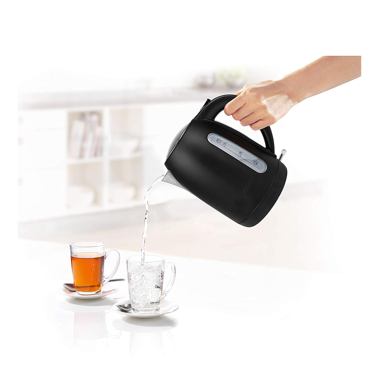 PRINCESS 236032 Schwarzer Stahl-Wasserkocher Edelstahl