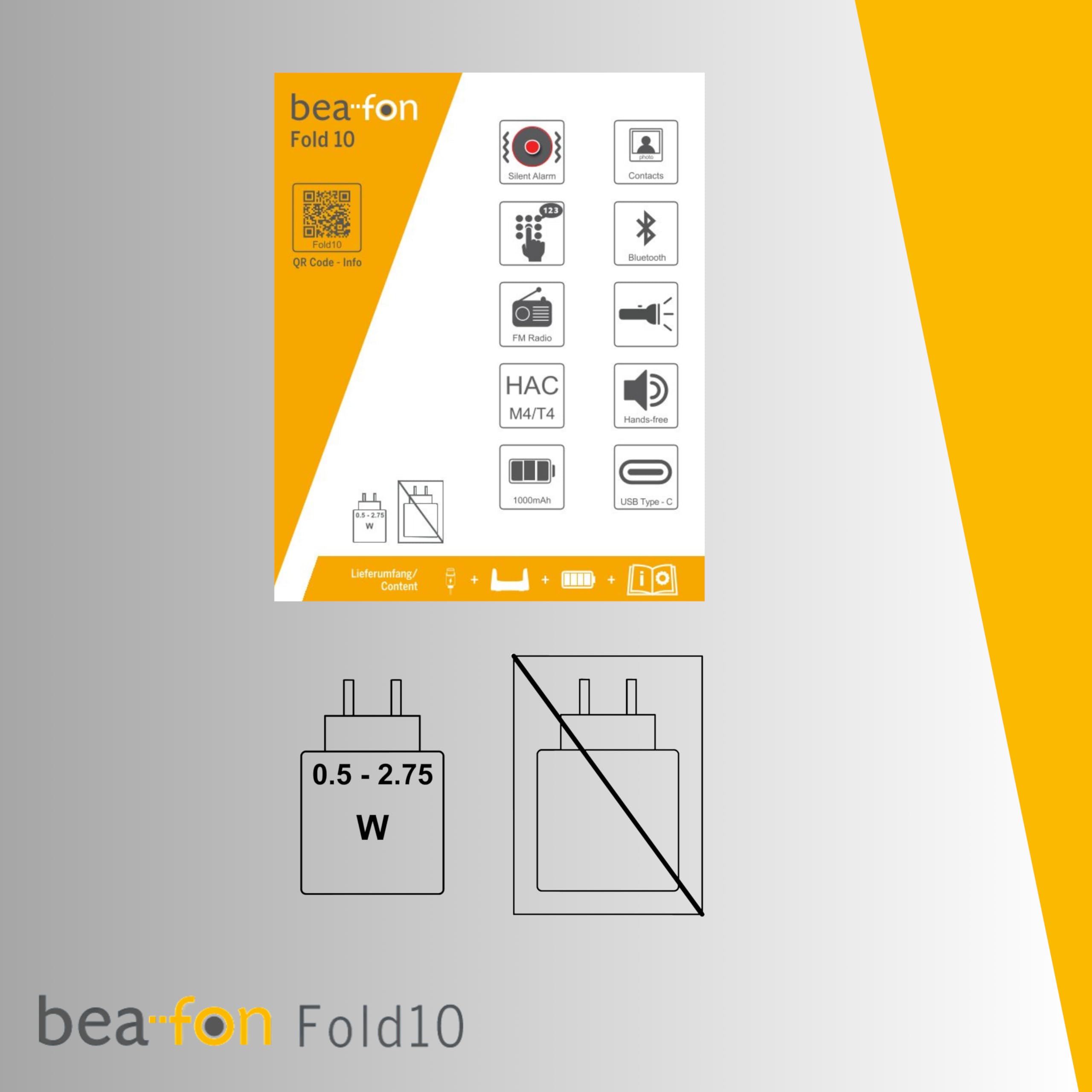 Beafon, silverline, Fold10, Klapphandy, SOS Notruftaste, XL Farbinnendiplay 2,2"